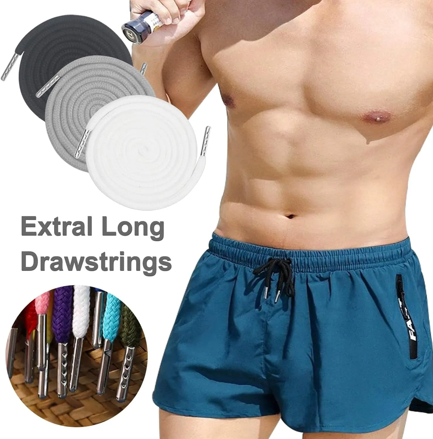 12 Pieces 66 Inches XL Lengthened Drawstring Cords Replacement Drawstrings with 4 Pieces Easy Threaders for Sweatpants Shorts Pants Jackets Coats