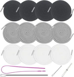 12 Pieces 66 Inches XL Lengthened Drawstring Cords Replacement Drawstrings with 4 Pieces Easy Threaders for Sweatpants Shorts Pants Jackets Coats