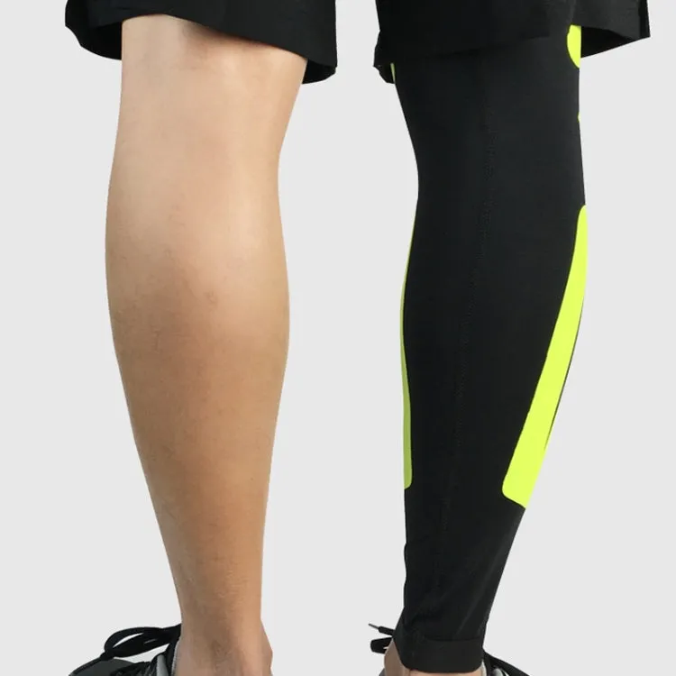 1pair  Sports Knee Pads Compression Elastic Protective Thigh And Calve Cover, Specification:  L (Black / Green)