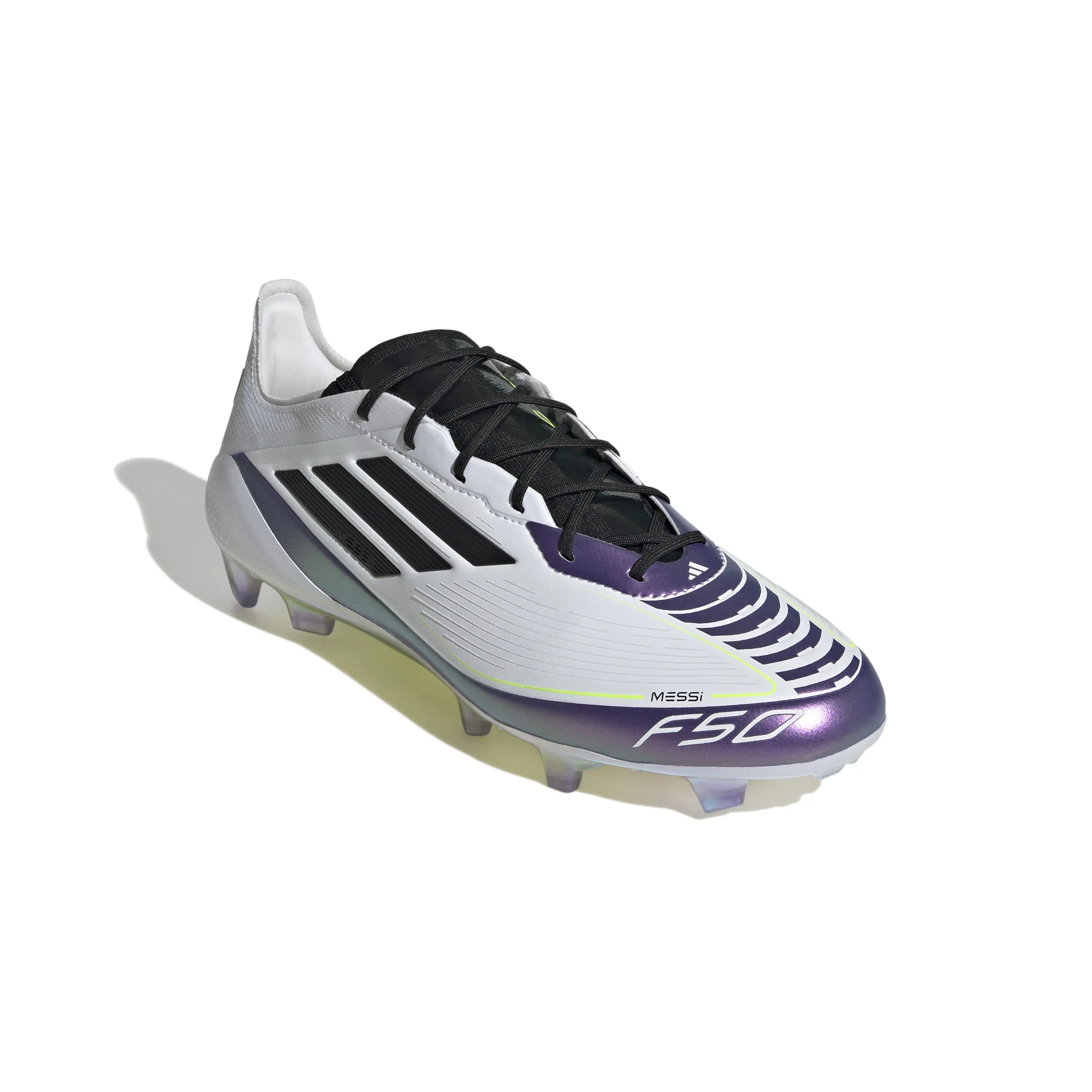 adidas F50 Messi Elite FG Firm Ground Cleats - White/ Core Black/ Unity Purple