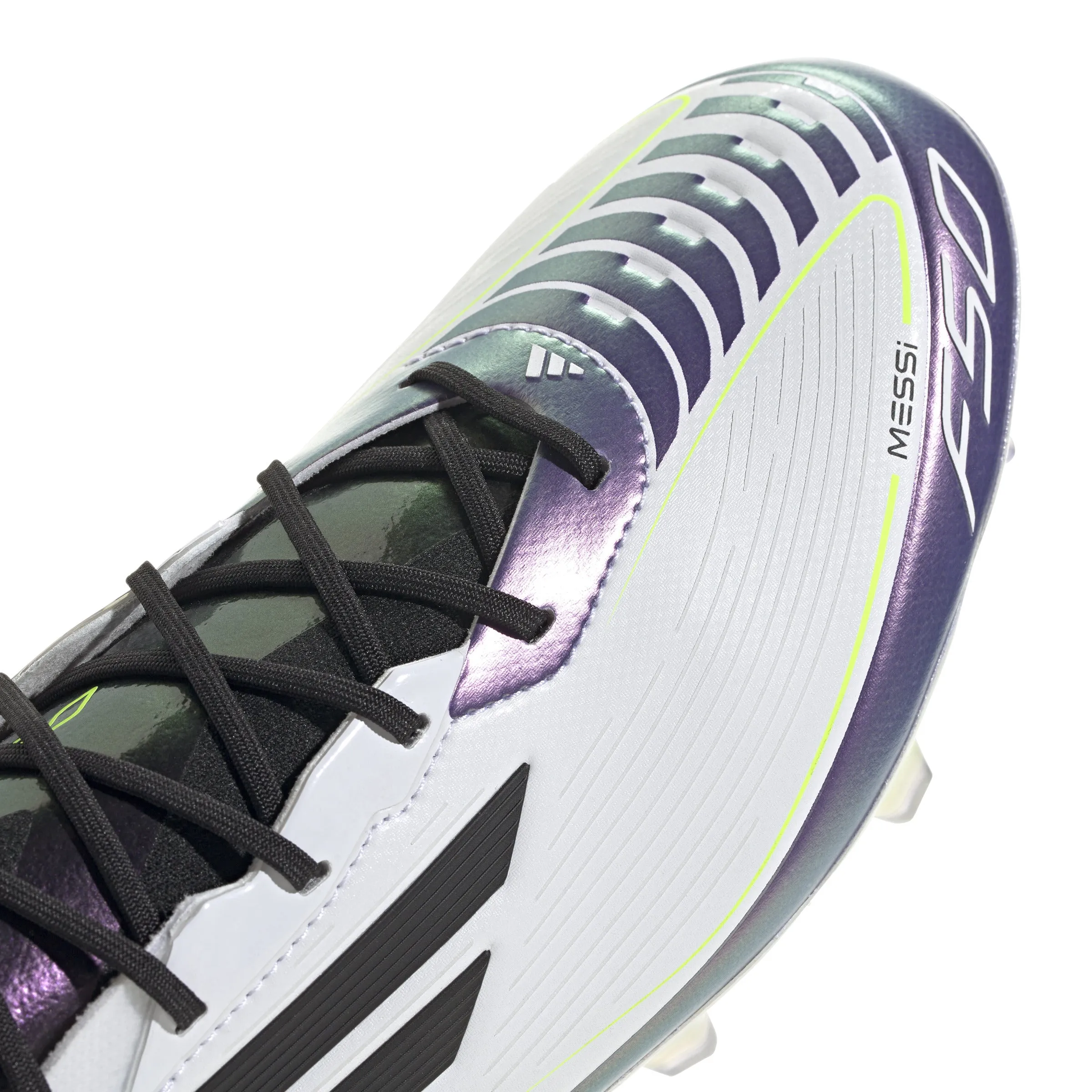 adidas F50 Messi Elite FG Firm Ground Cleats - White/ Core Black/ Unity Purple