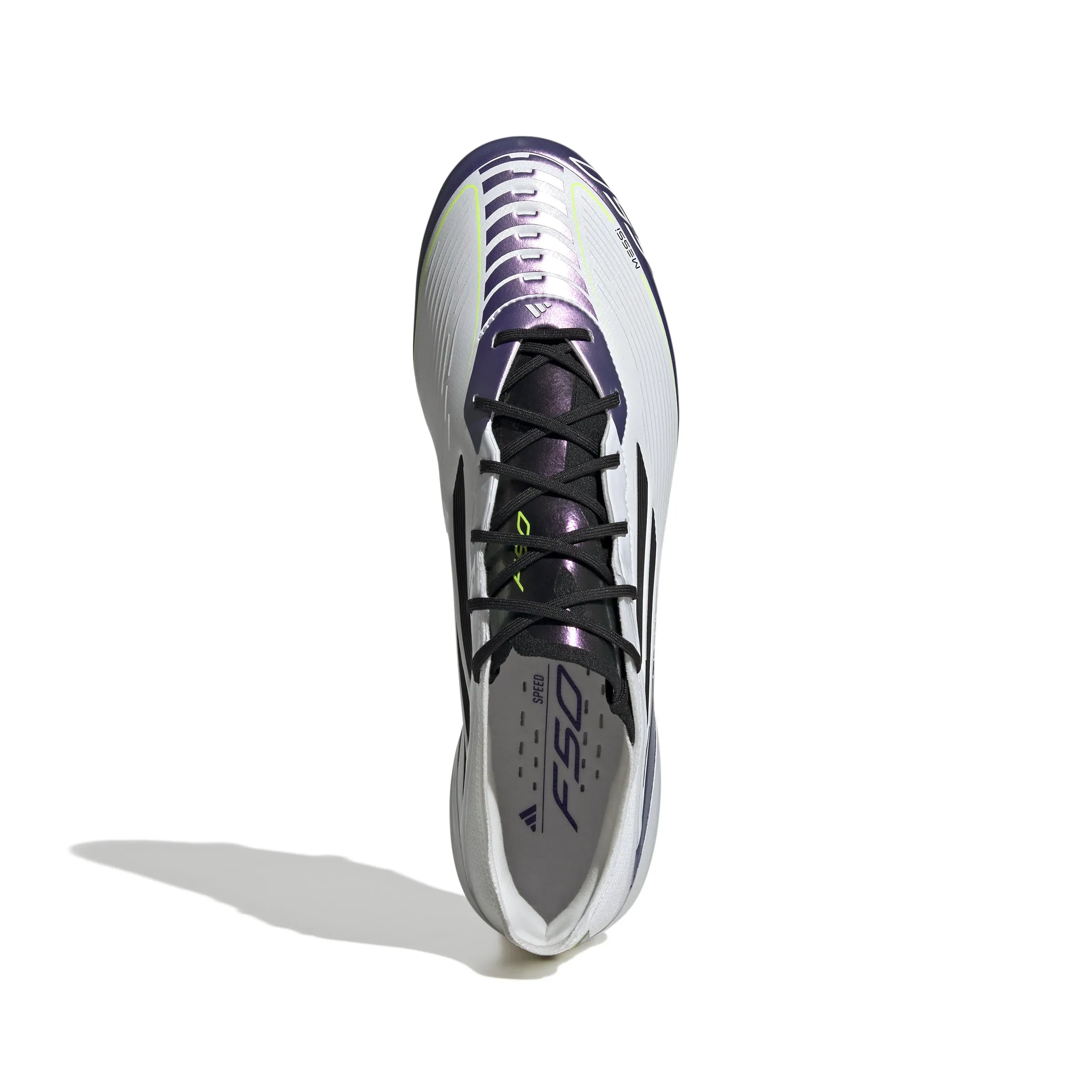adidas F50 Messi Elite FG Firm Ground Cleats - White/ Core Black/ Unity Purple