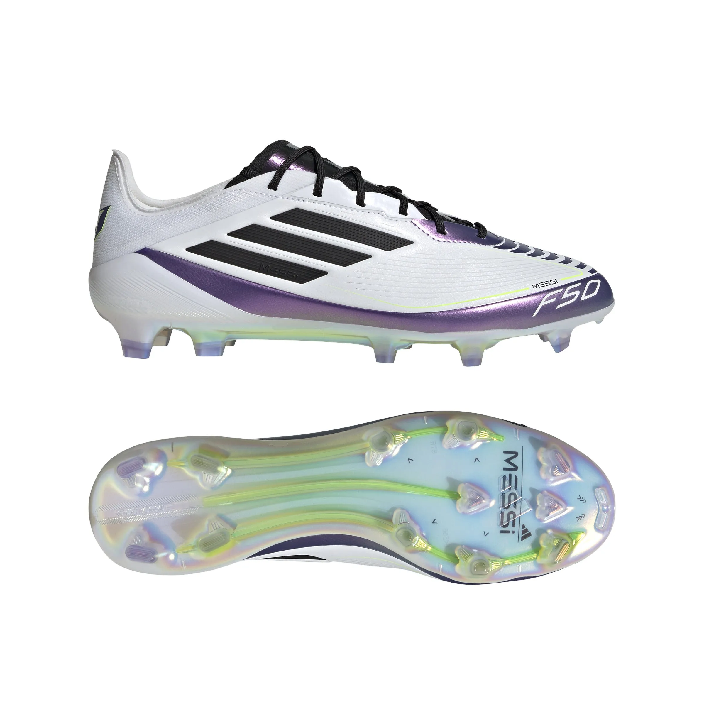 adidas F50 Messi Elite FG Firm Ground Cleats - White/ Core Black/ Unity Purple