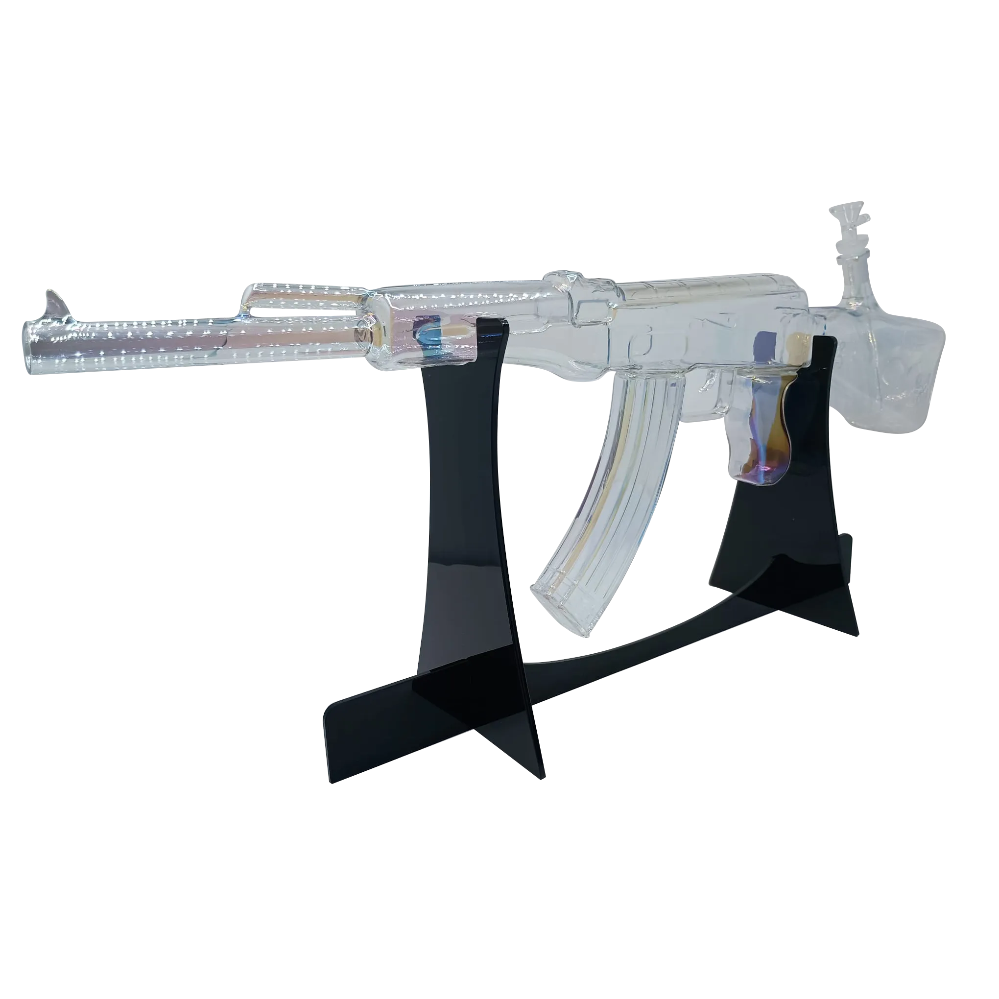 AK47 GLASS WATER PIPE (CLEAR  RAINBOW)