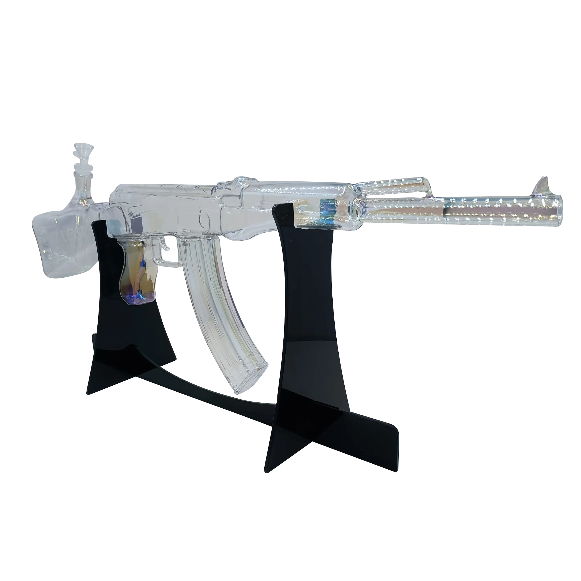 AK47 GLASS WATER PIPE (CLEAR  RAINBOW)