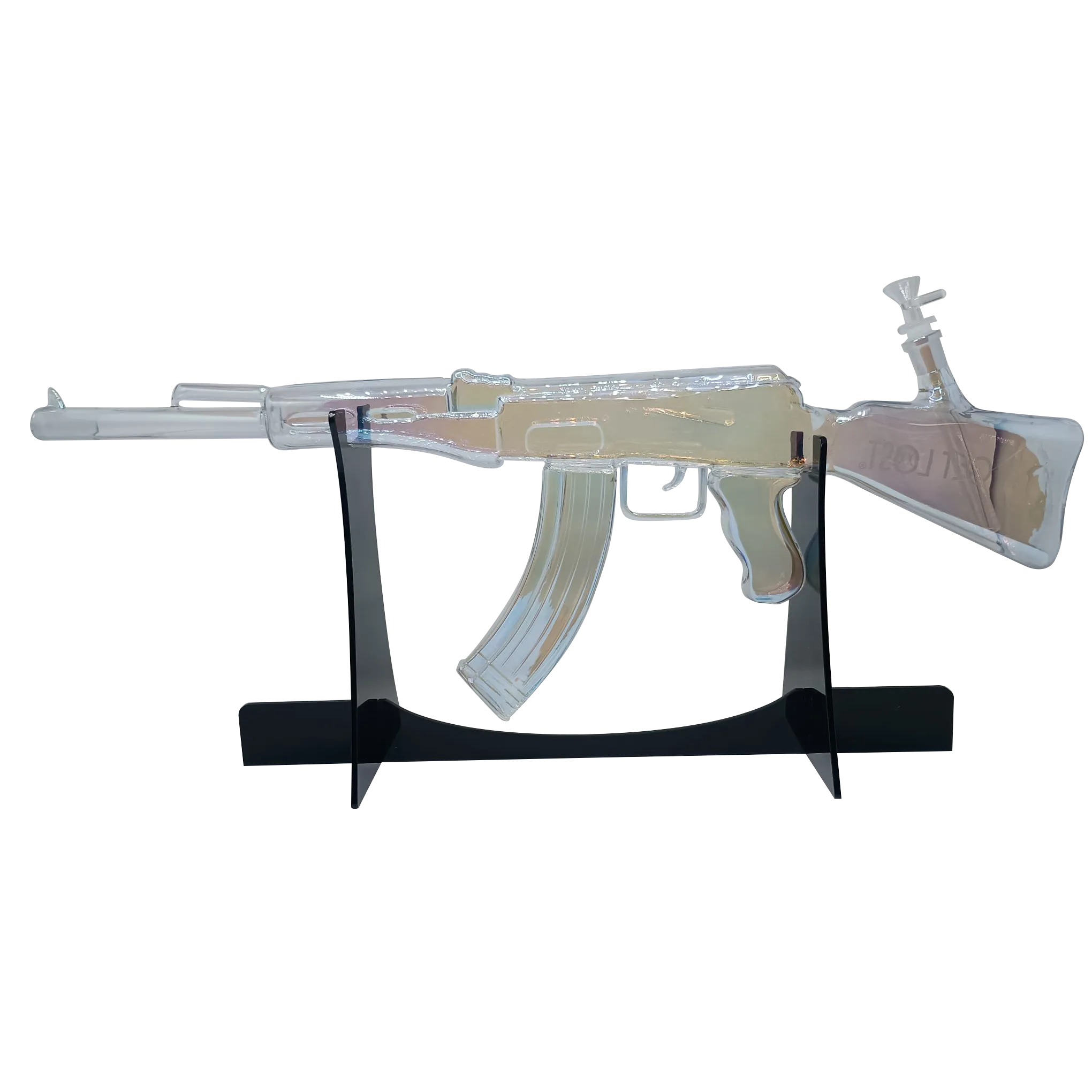 AK47 GLASS WATER PIPE (CLEAR  RAINBOW)