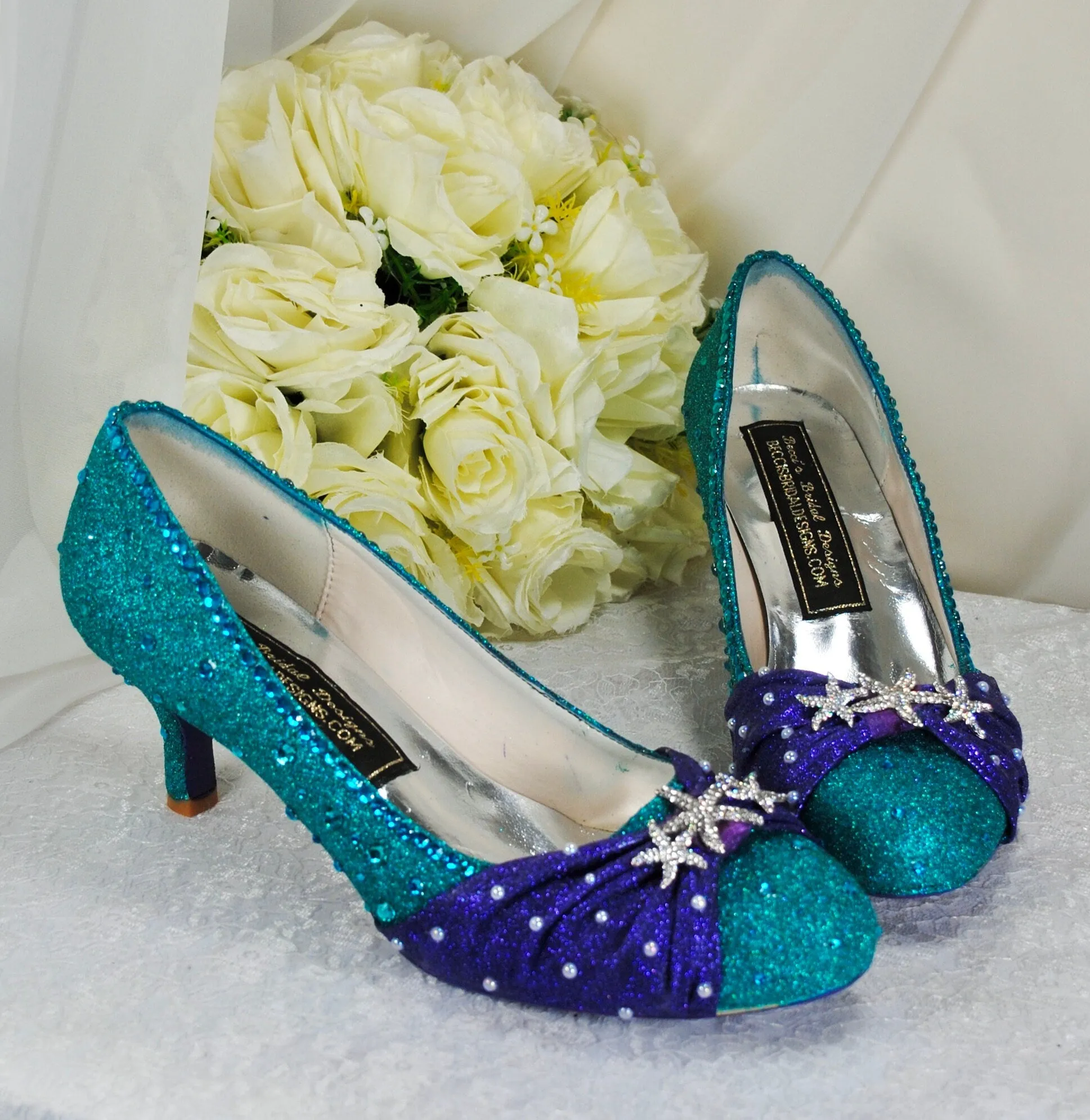 Ariel Mermaid Bridal Shoes - Princess Wedding Shoe - UK7/US9.5