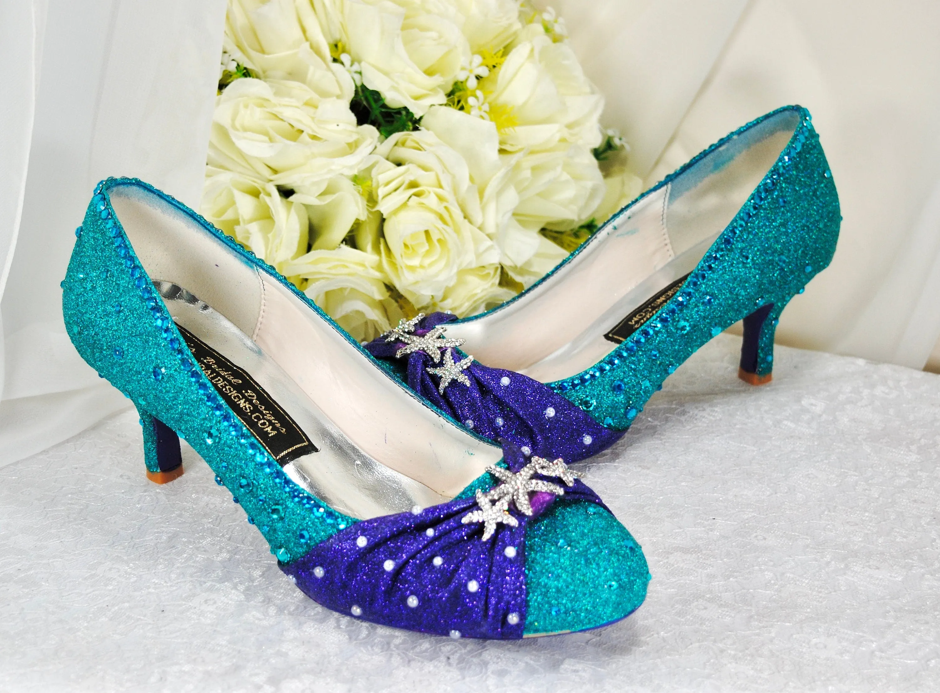 Ariel Mermaid Bridal Shoes - Princess Wedding Shoe - UK7/US9.5