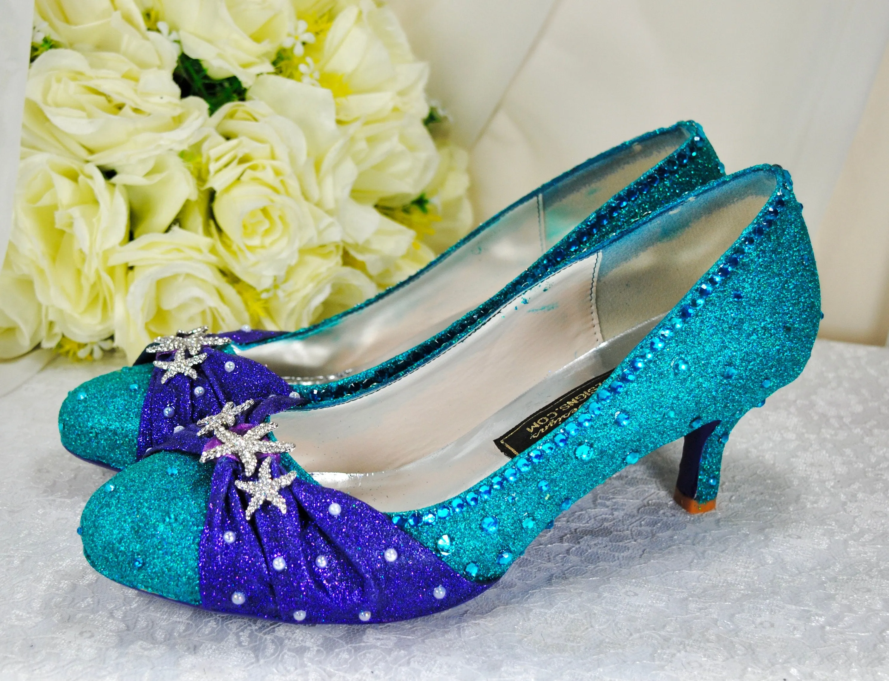 Ariel Mermaid Bridal Shoes - Princess Wedding Shoe - UK7/US9.5