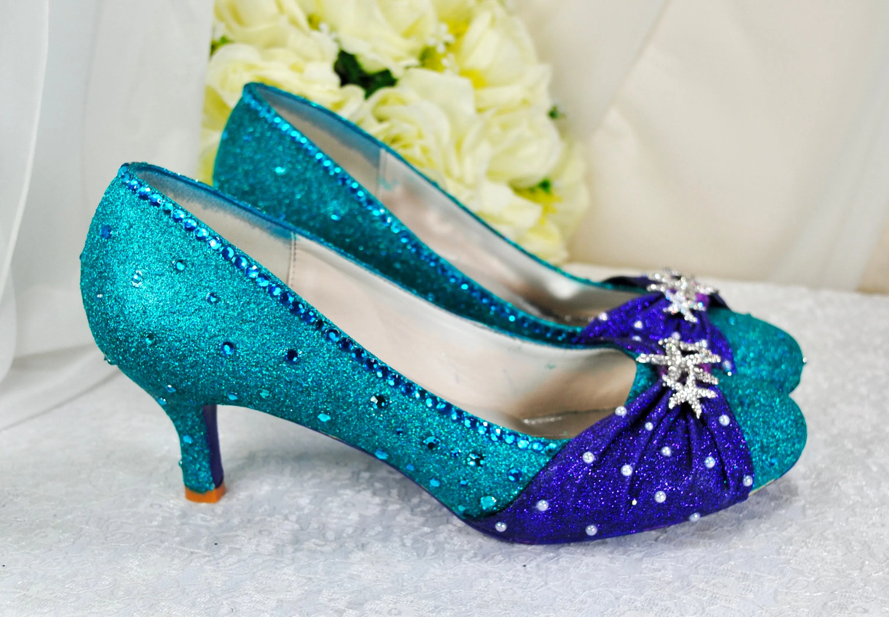 Ariel Mermaid Bridal Shoes - Princess Wedding Shoe - UK7/US9.5