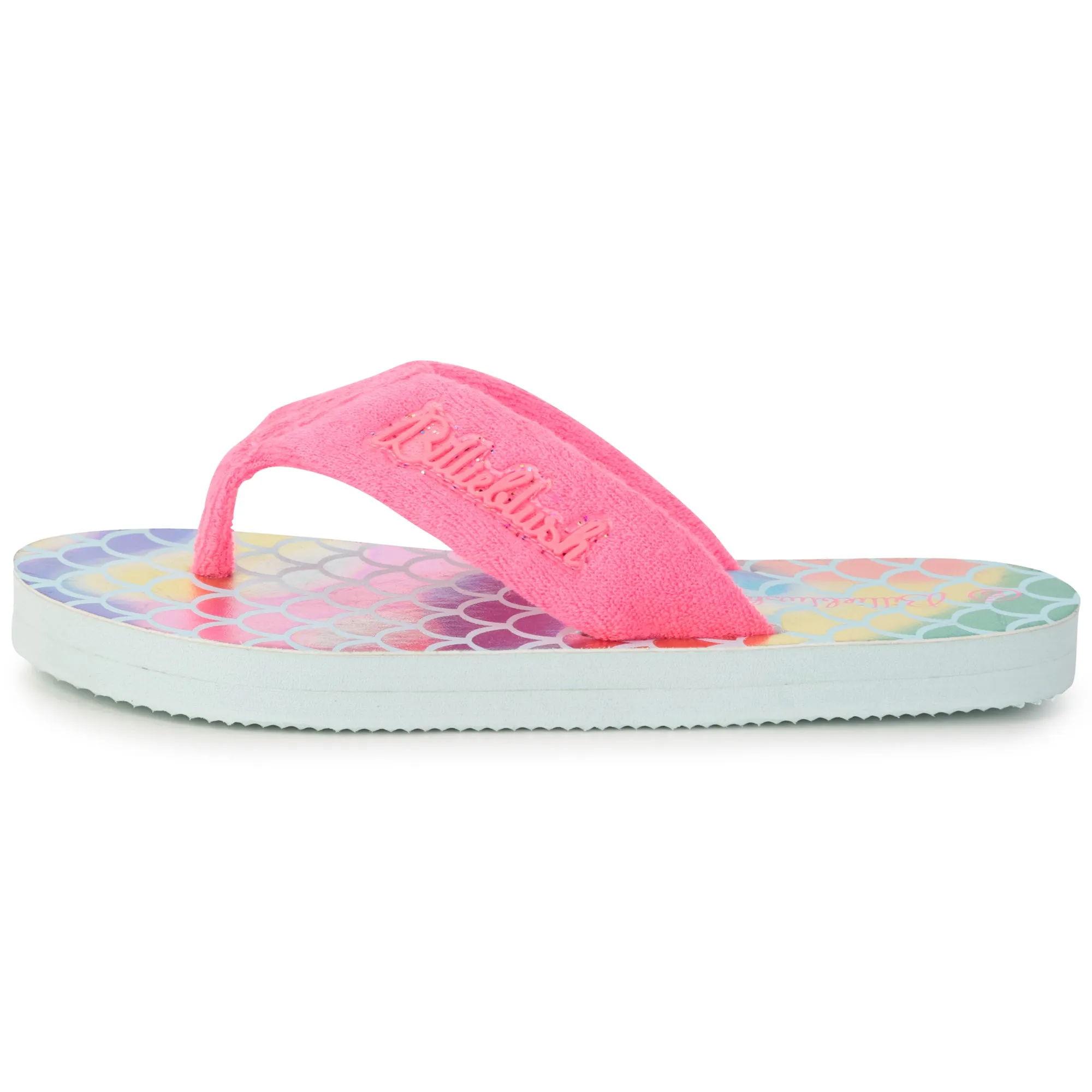 Billieblush Mermaid Metallic Scales Terrry Cloth Strap Flip Flops U19292
