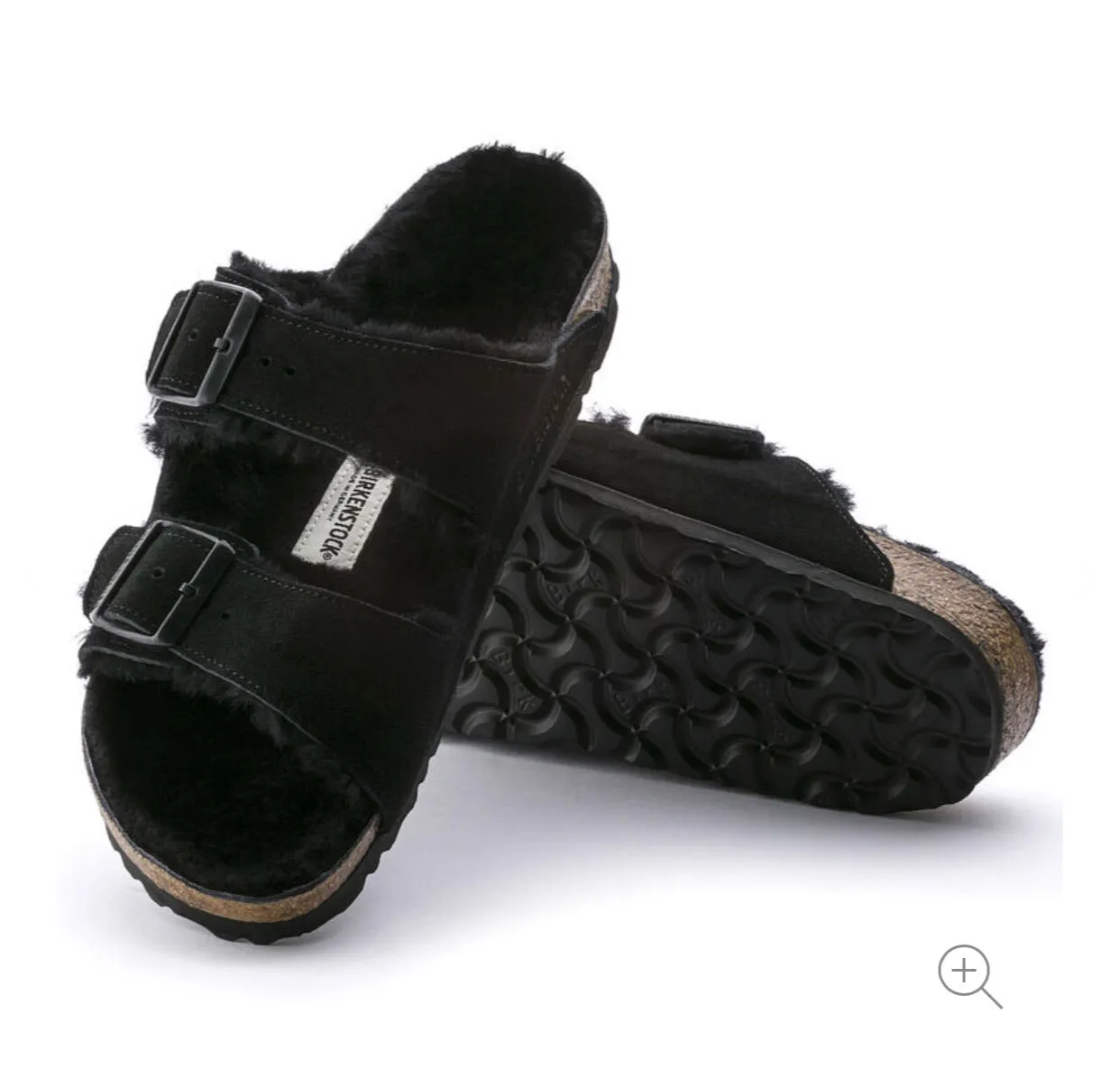 Birkenstock Arizona Fur Black Shearling Suede Leather Made In Germany