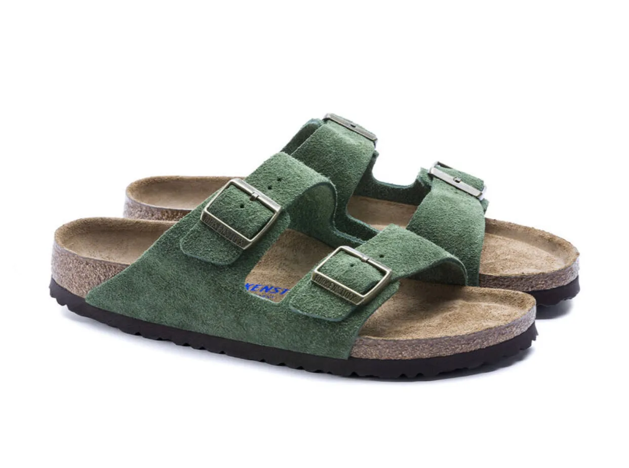 Birkenstock Arizona Green Suede Soft Footbed Made In Germany