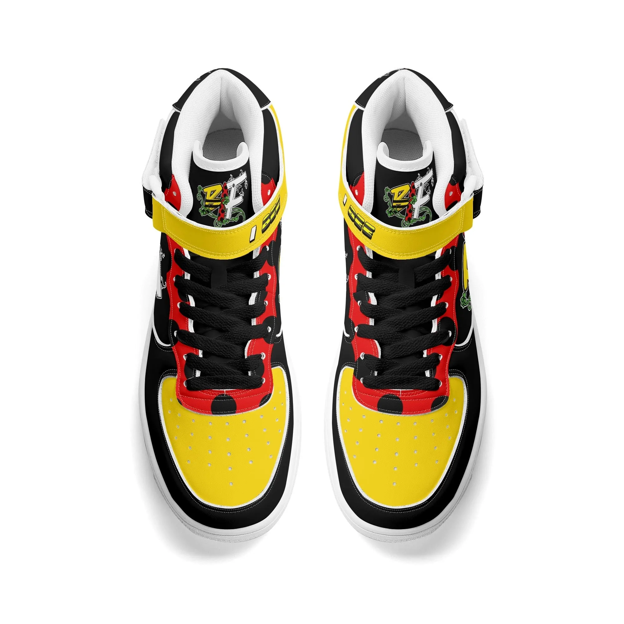 Blk Insct Famili Mens Upgraded High Top Leather Sneakers