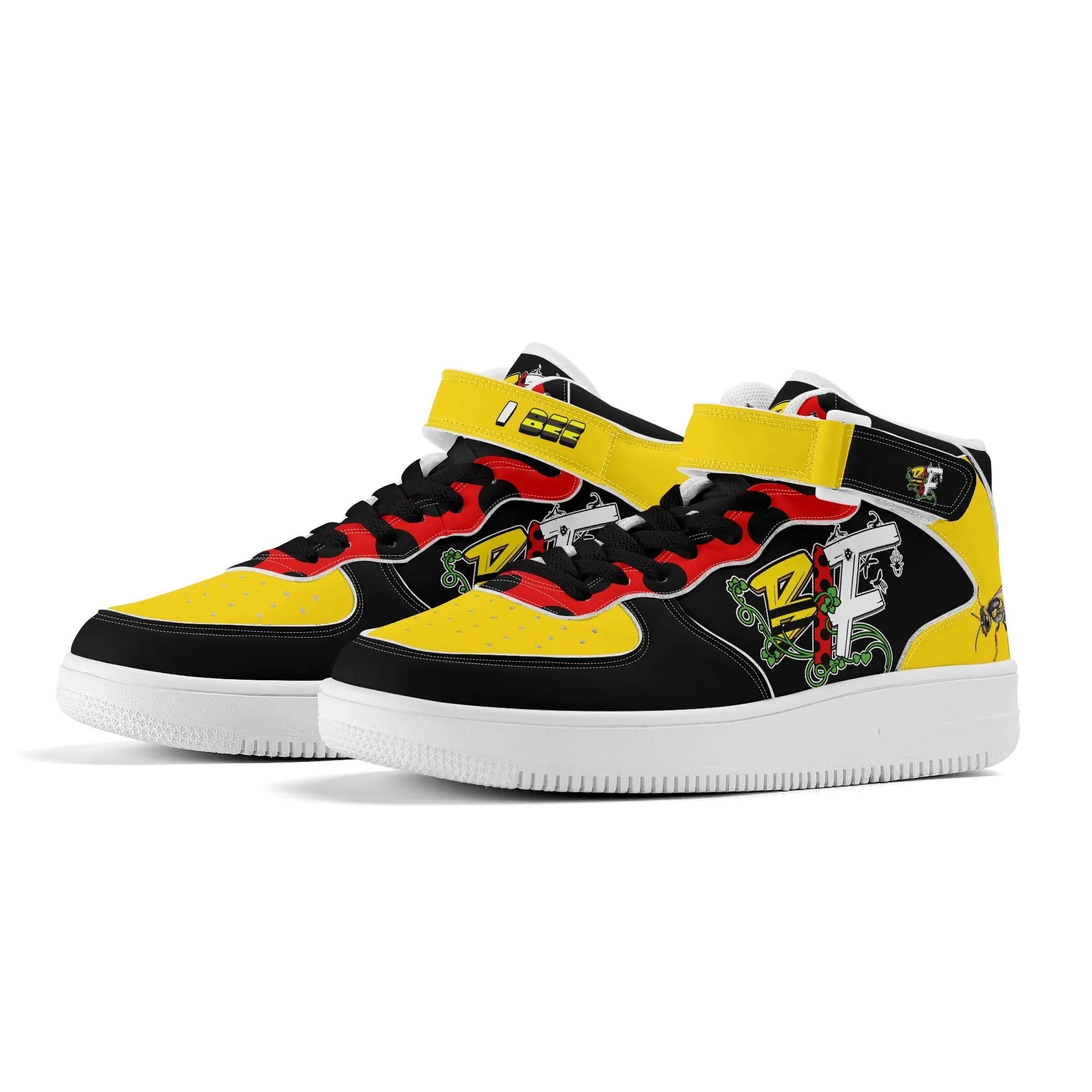 Blk Insct Famili Mens Upgraded High Top Leather Sneakers