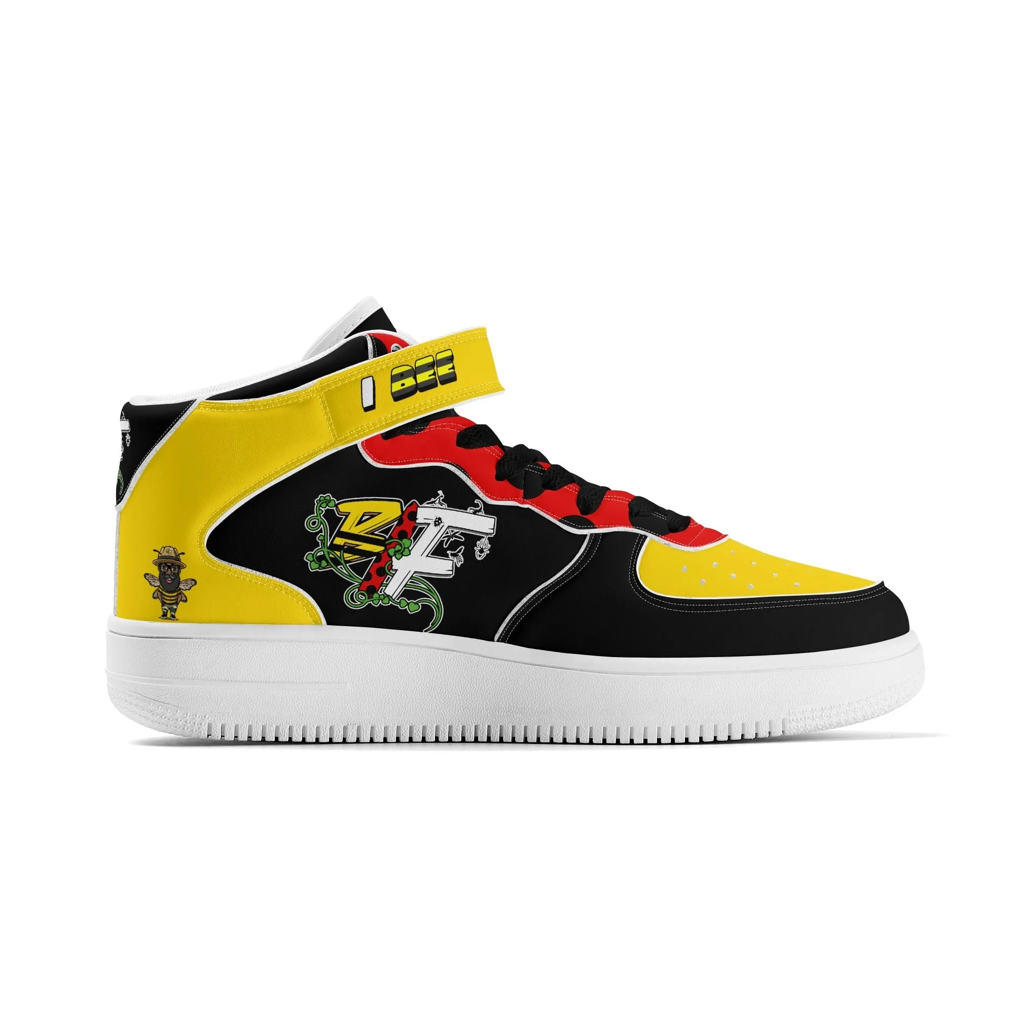Blk Insct Famili Mens Upgraded High Top Leather Sneakers