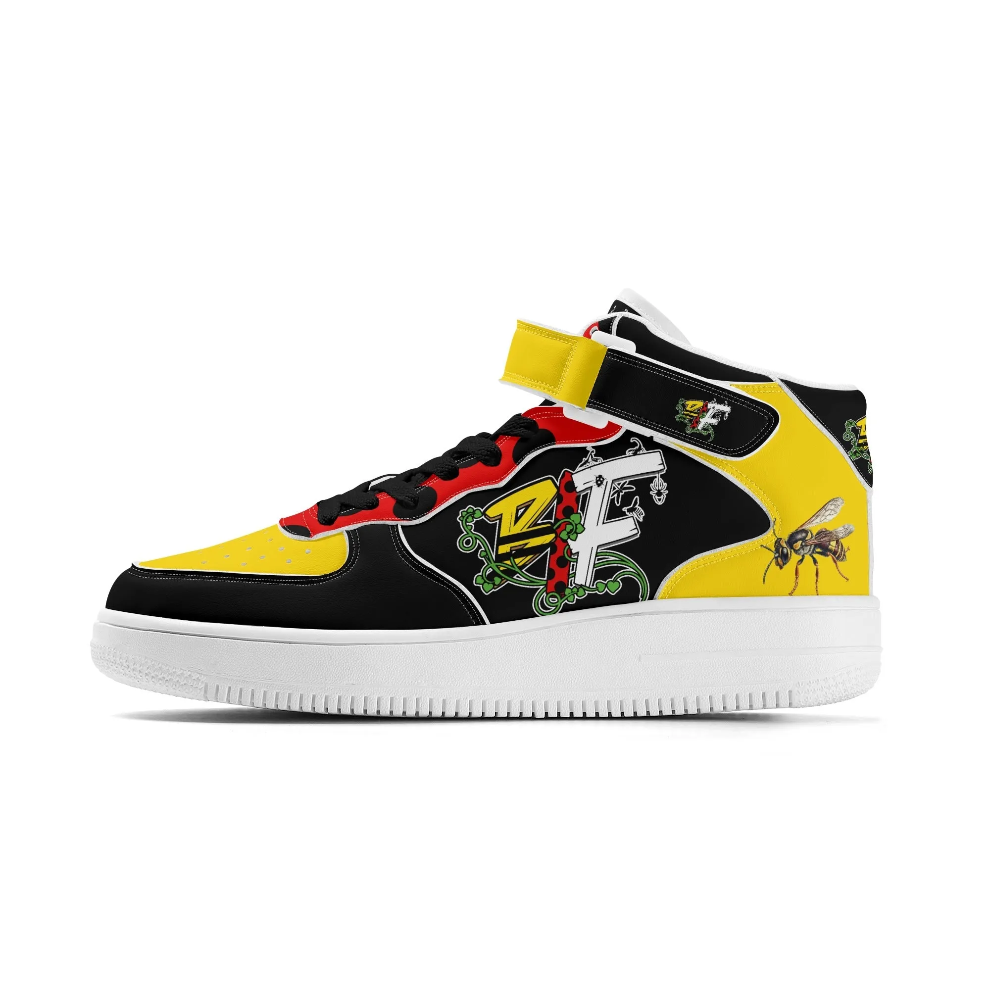 Blk Insct Famili Mens Upgraded High Top Leather Sneakers