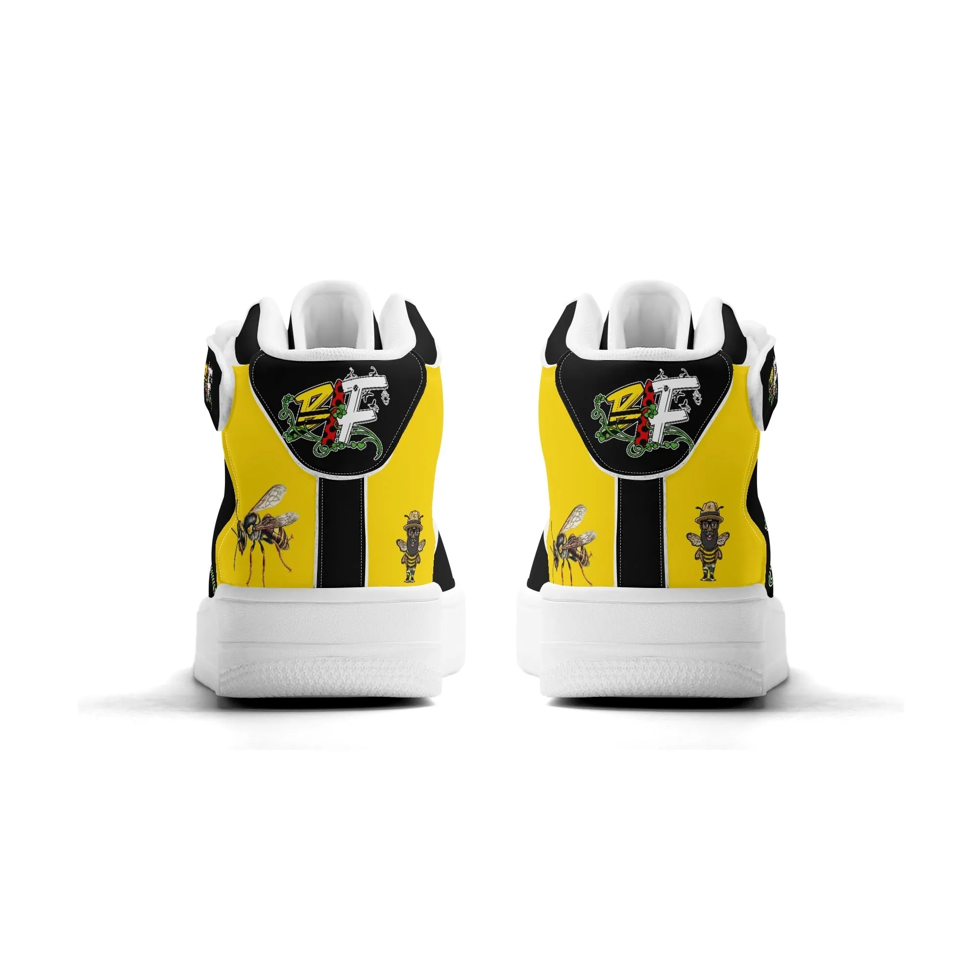 Blk Insct Famili Mens Upgraded High Top Leather Sneakers