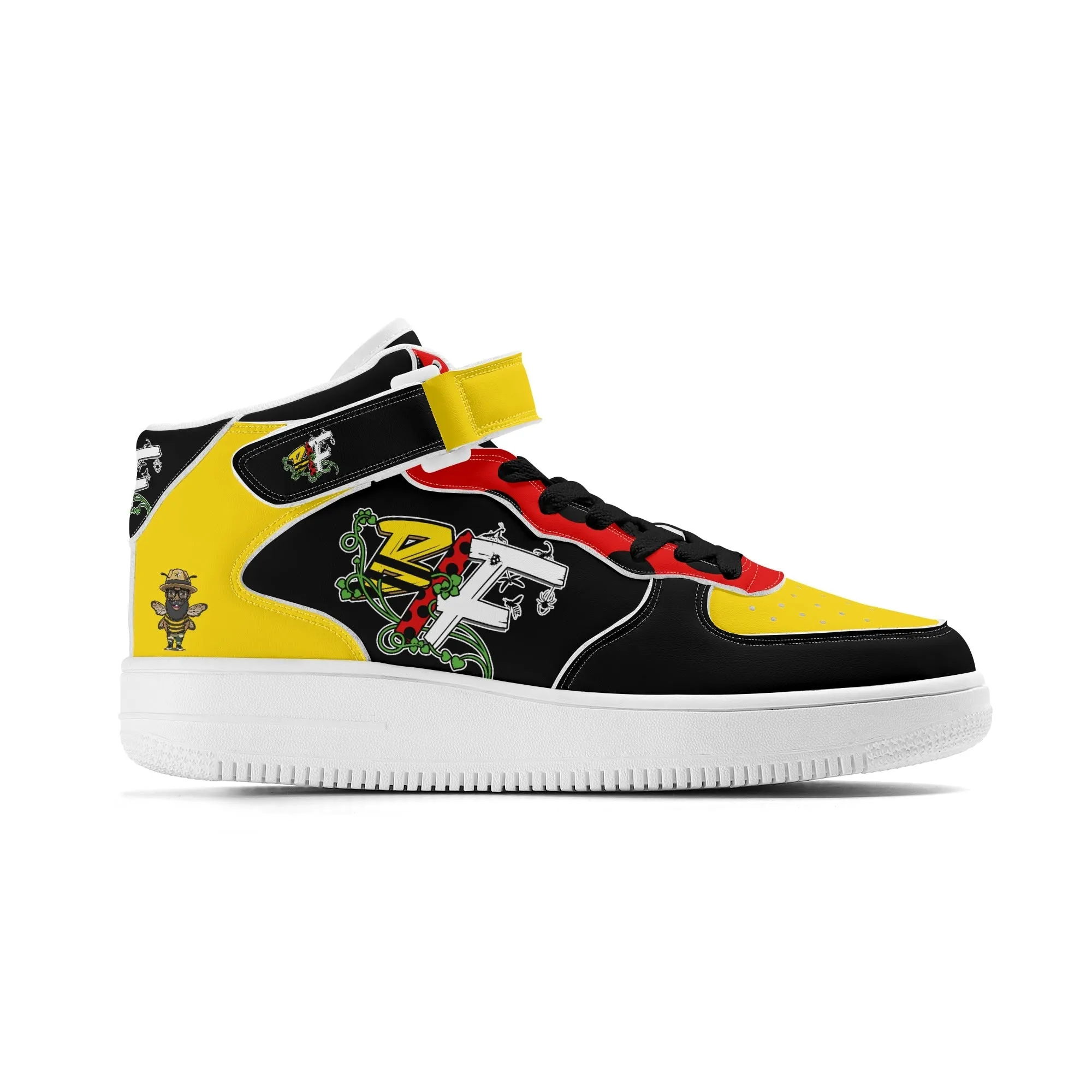 Blk Insct Famili Mens Upgraded High Top Leather Sneakers