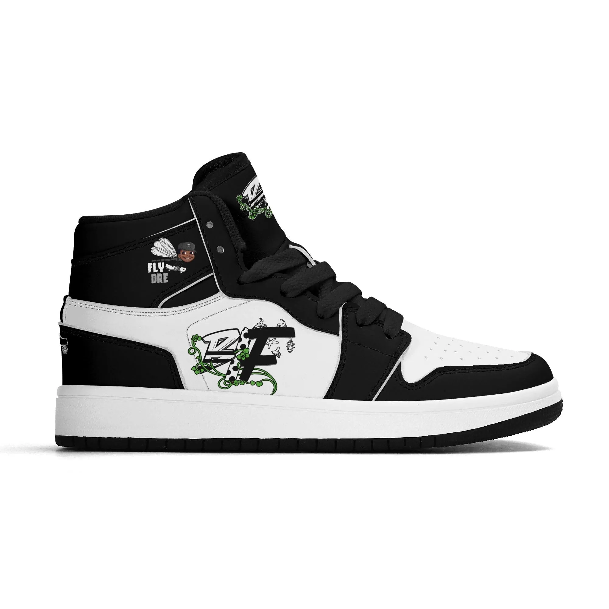 Blk Insct Famili/Fly Dre Children Premium High Top Leather Sneakers