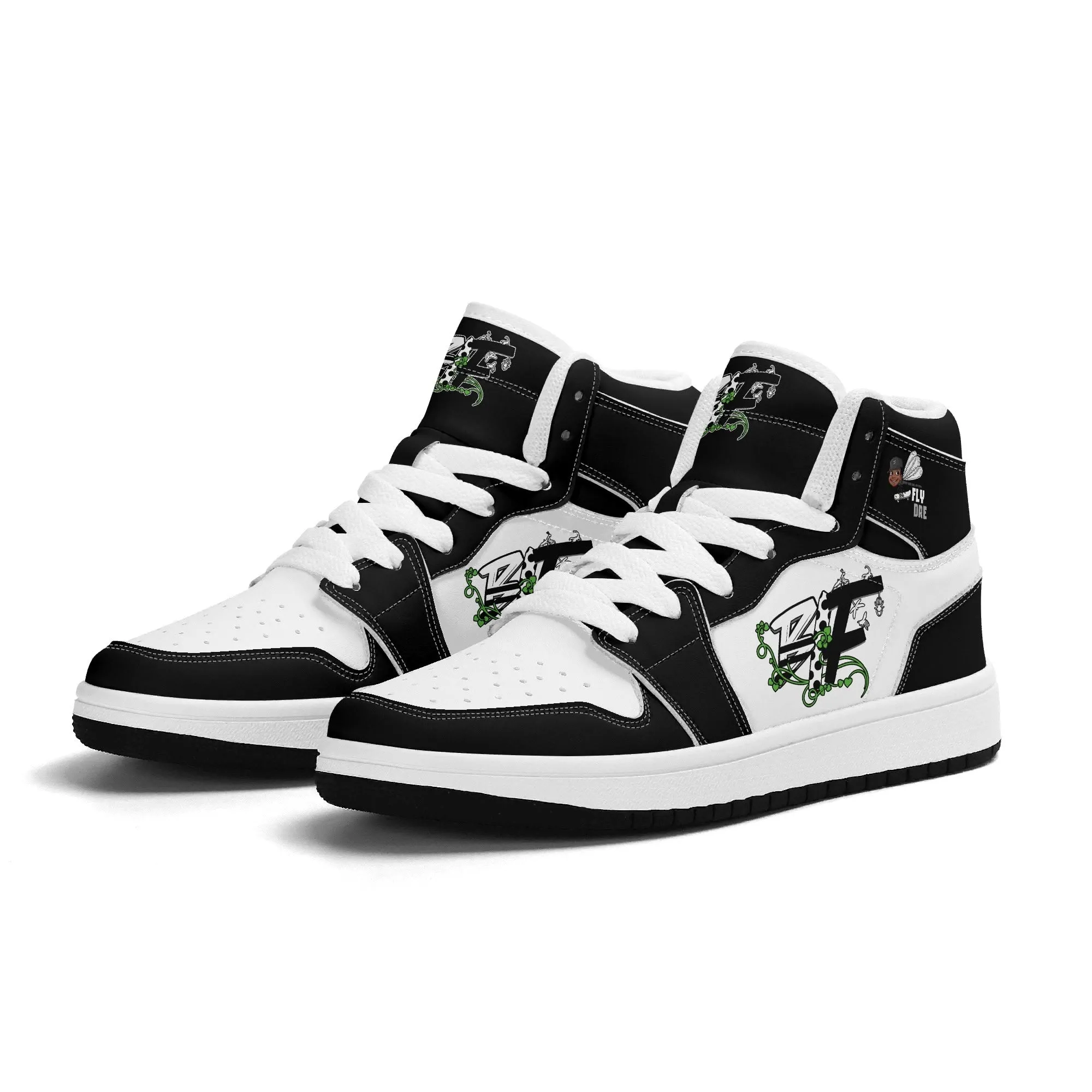 Blk Insct Famili/Fly Dre Children Premium High Top Leather Sneakers