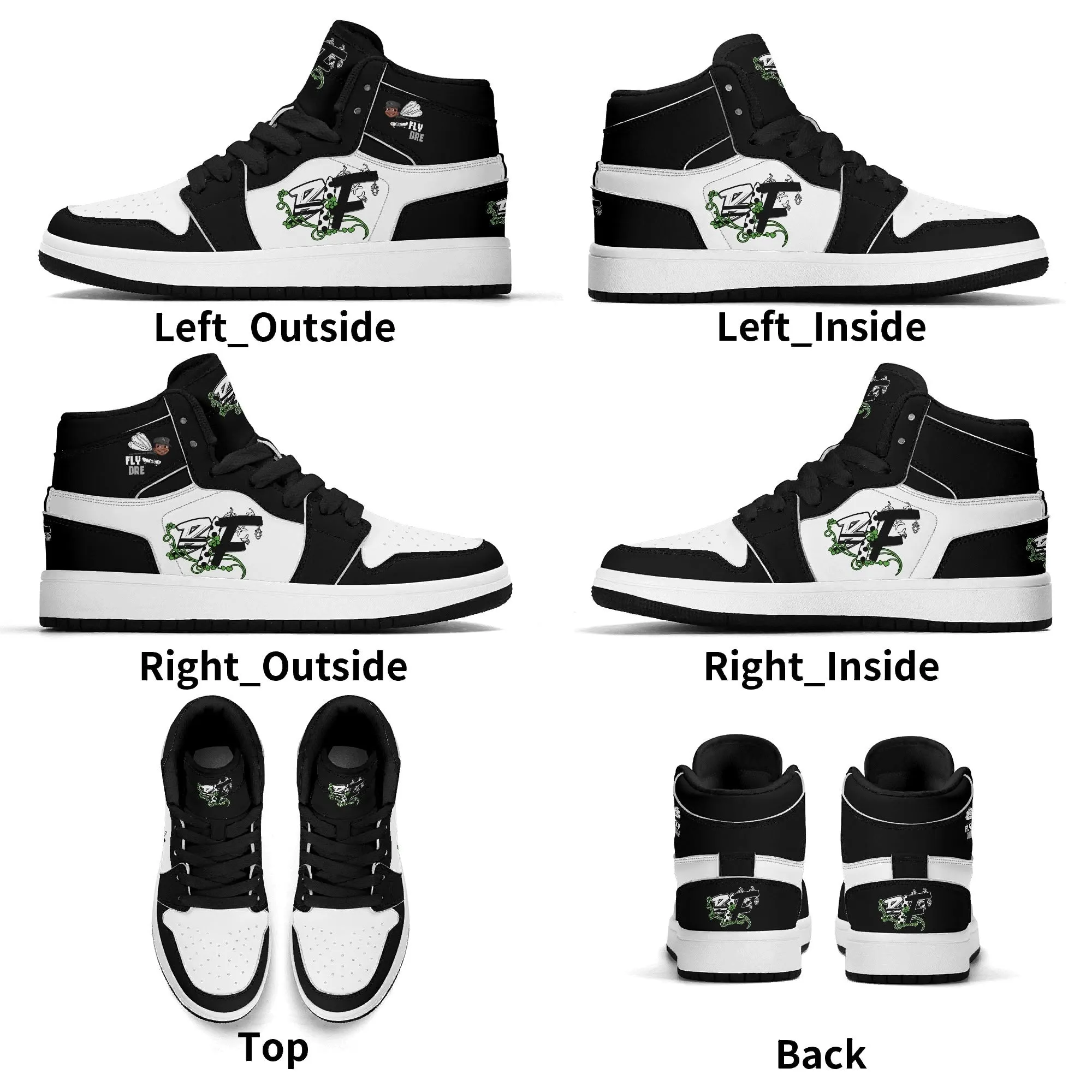 Blk Insct Famili/Fly Dre Children Premium High Top Leather Sneakers