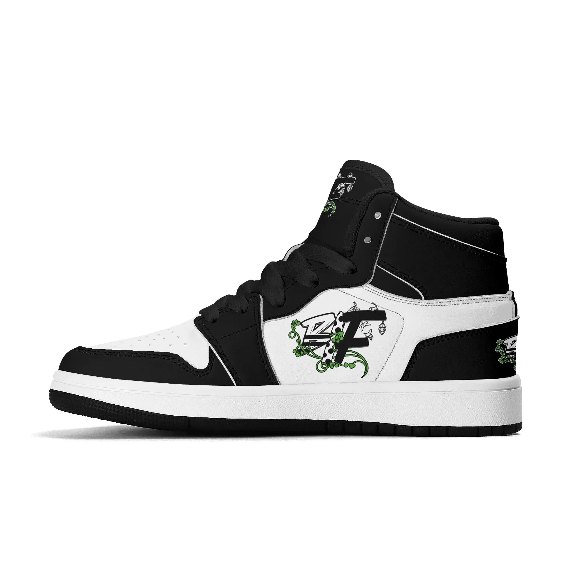 Blk Insct Famili/Fly Dre Children Premium High Top Leather Sneakers
