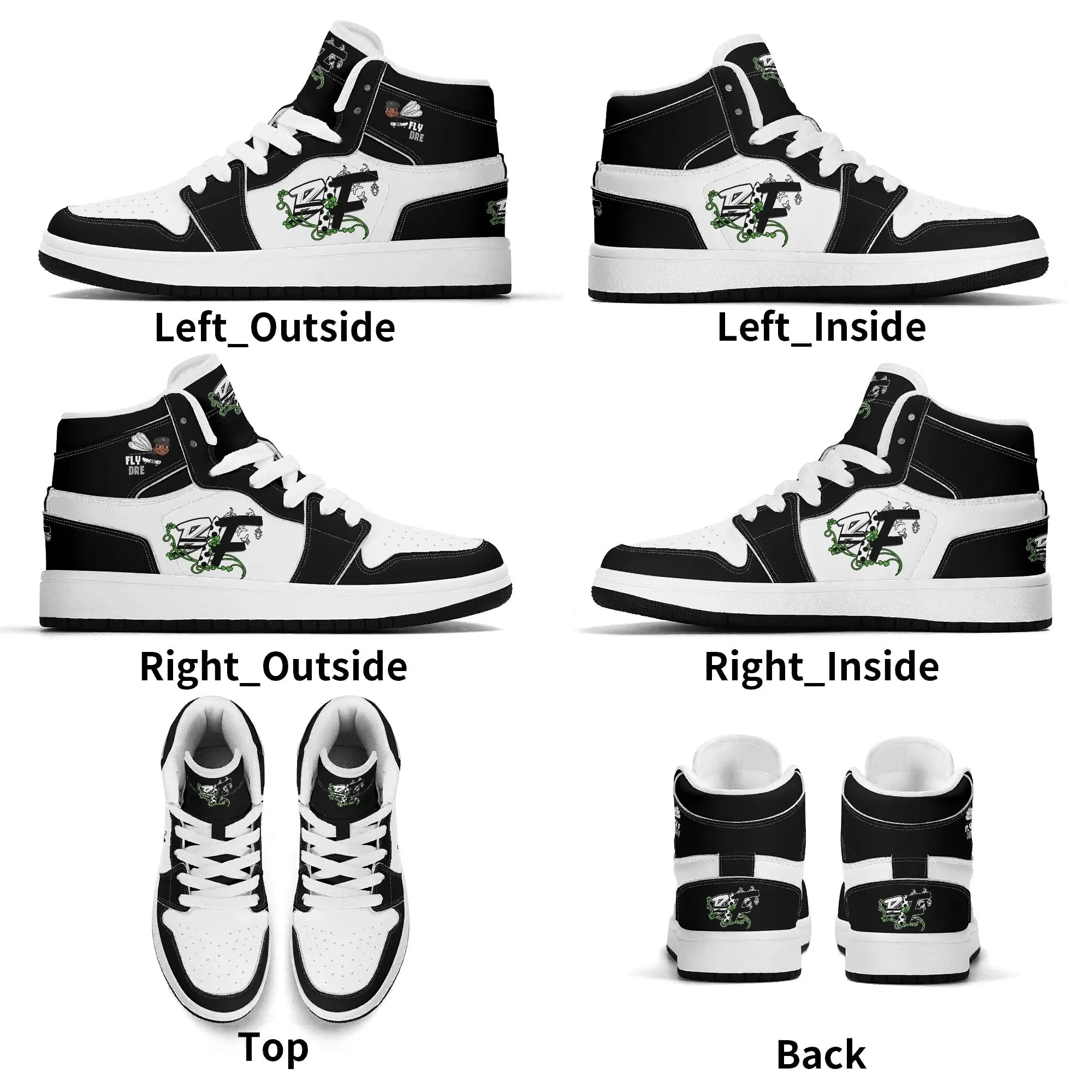 Blk Insct Famili/Fly Dre Children Premium High Top Leather Sneakers