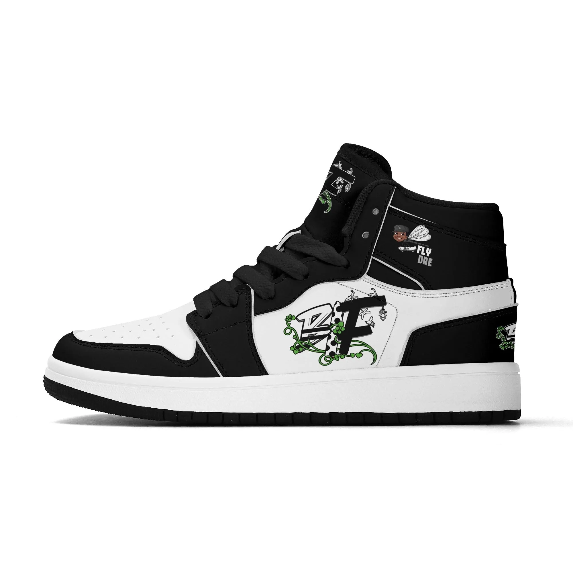 Blk Insct Famili/Fly Dre Children Premium High Top Leather Sneakers