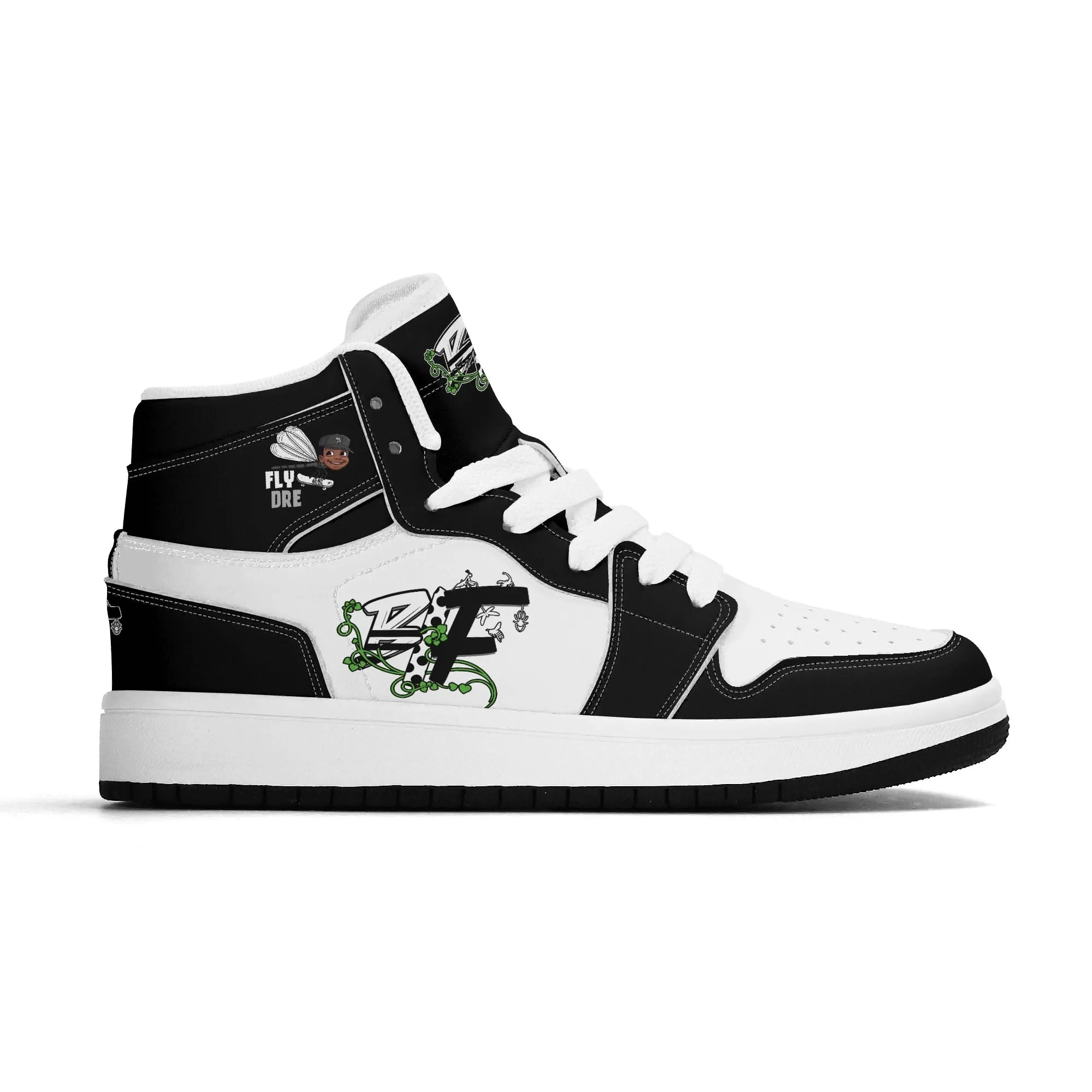 Blk Insct Famili/Fly Dre Children Premium High Top Leather Sneakers
