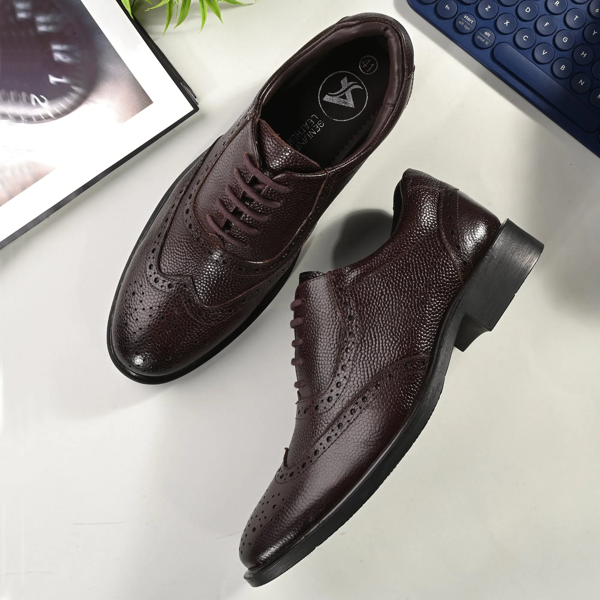 Bold Brogue Full Grain Leather Derby Lace Ups
