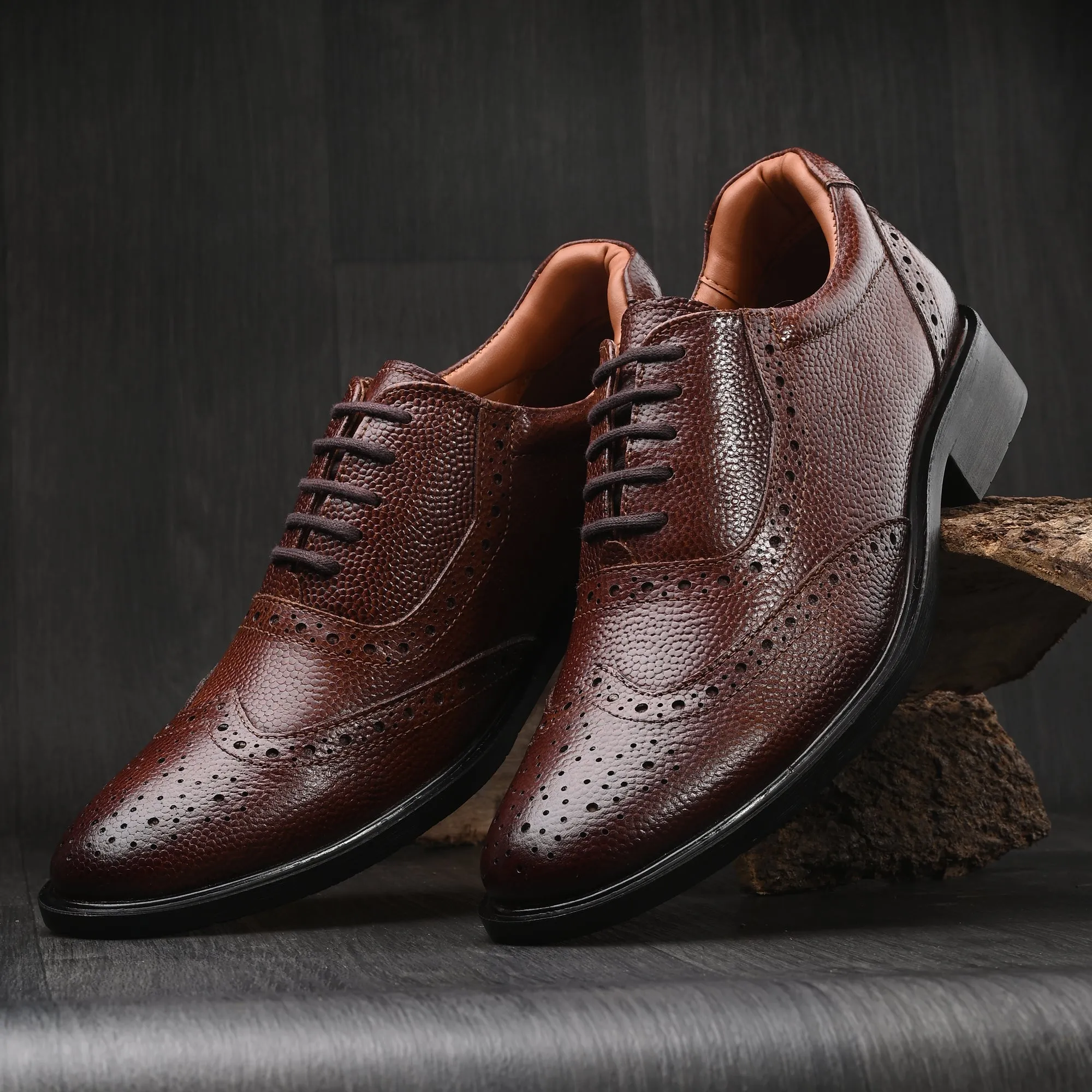 Bold Brogue Full Grain Leather Derby Lace Ups