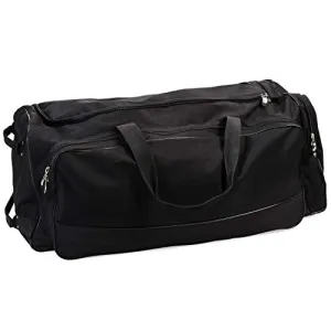 Champion Sports Wheeled Equipment Bag: Large Nylon Athletic Travel Bag with Wheels for Baseball, Football, Basketball, Soccer, Hockey, and Training , Black