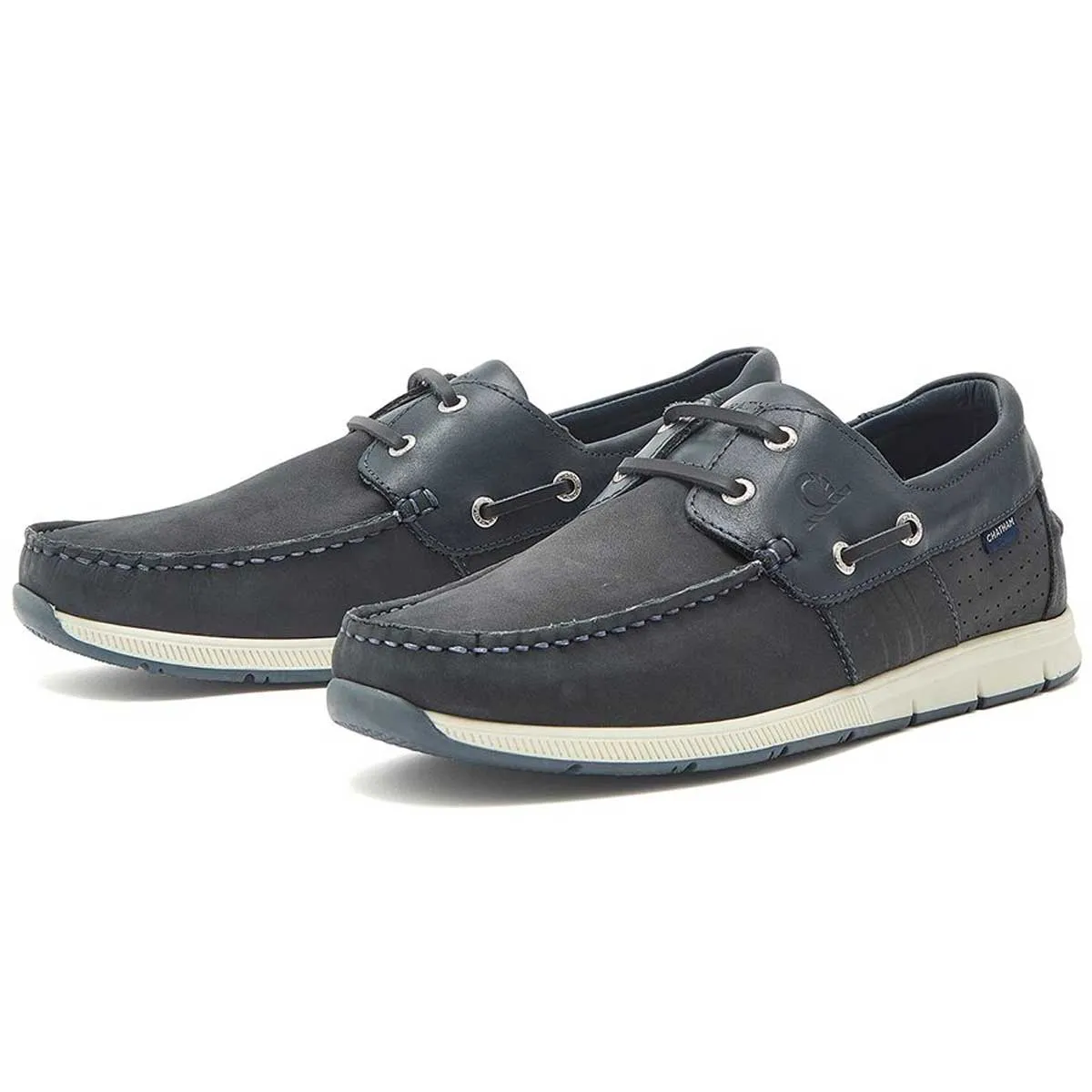 CHATHAM Brixham Leather & Nubuck Boat Shoes - Men's - Navy
