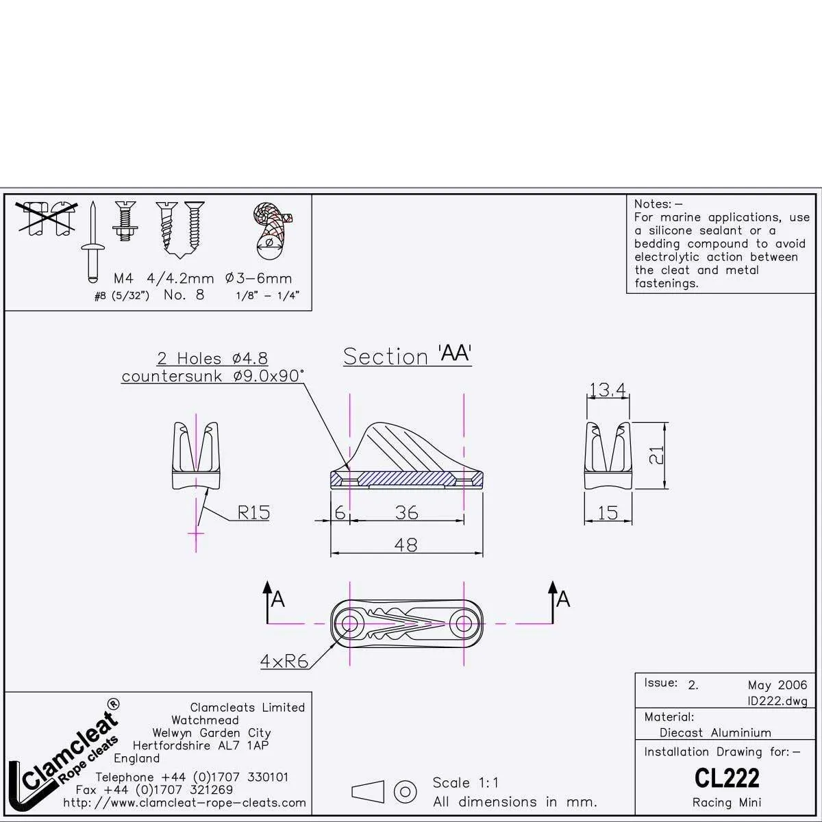 Clamcleat CL222AN Racing Mini Cleat - Anodised - CL222AN