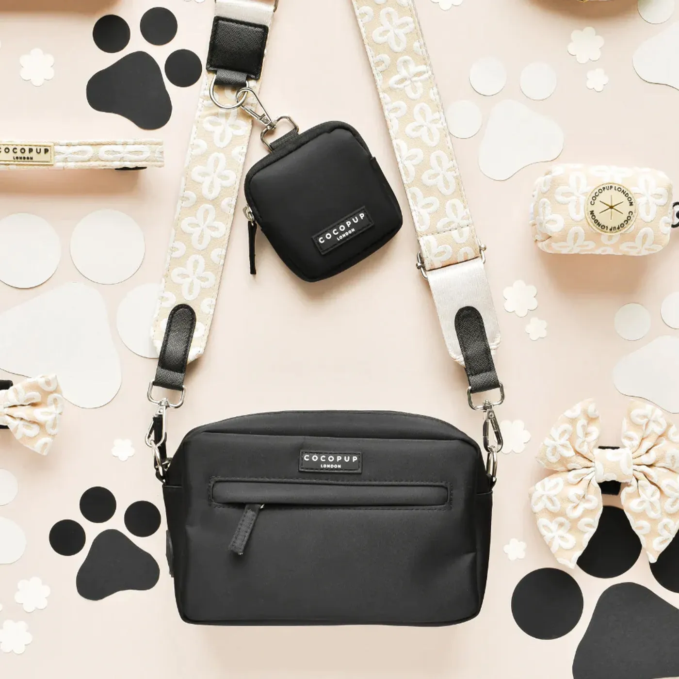 CocoPup Black Dog Walking Bag Set