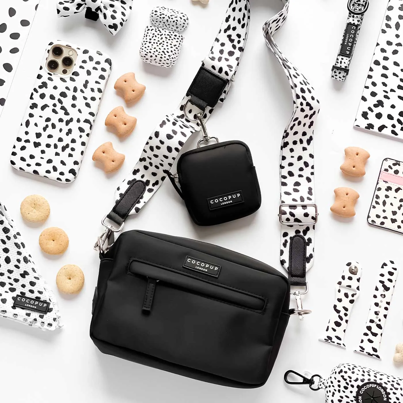CocoPup Black Dog Walking Bag Set