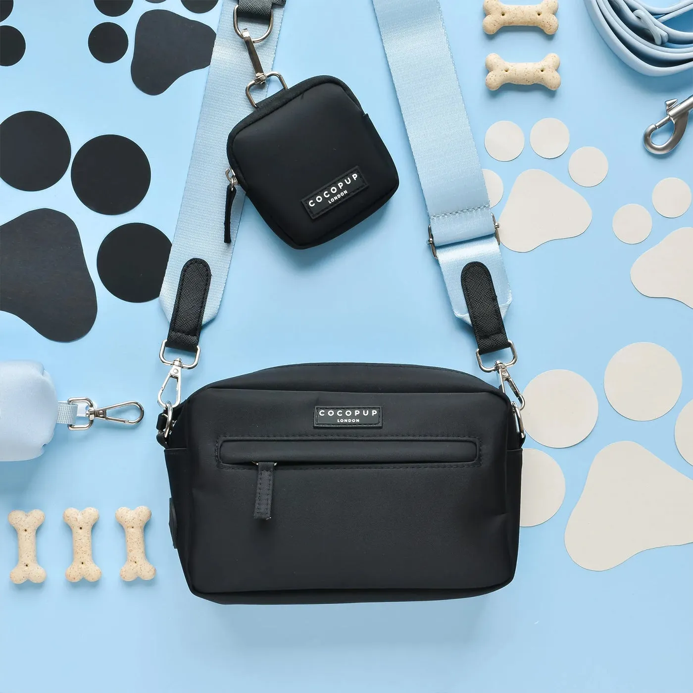CocoPup Black Dog Walking Bag Set