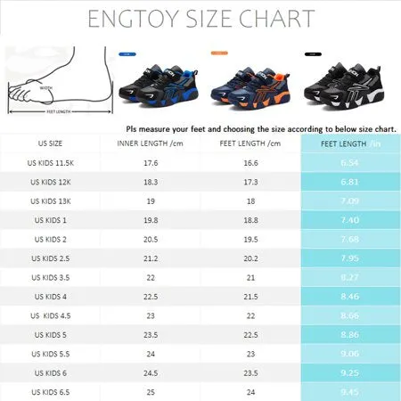 Engtoy Boys Sneakers Tennis Shoes Slip On Running Shoes Blue shoes US size 6K, Blue, US 6.5