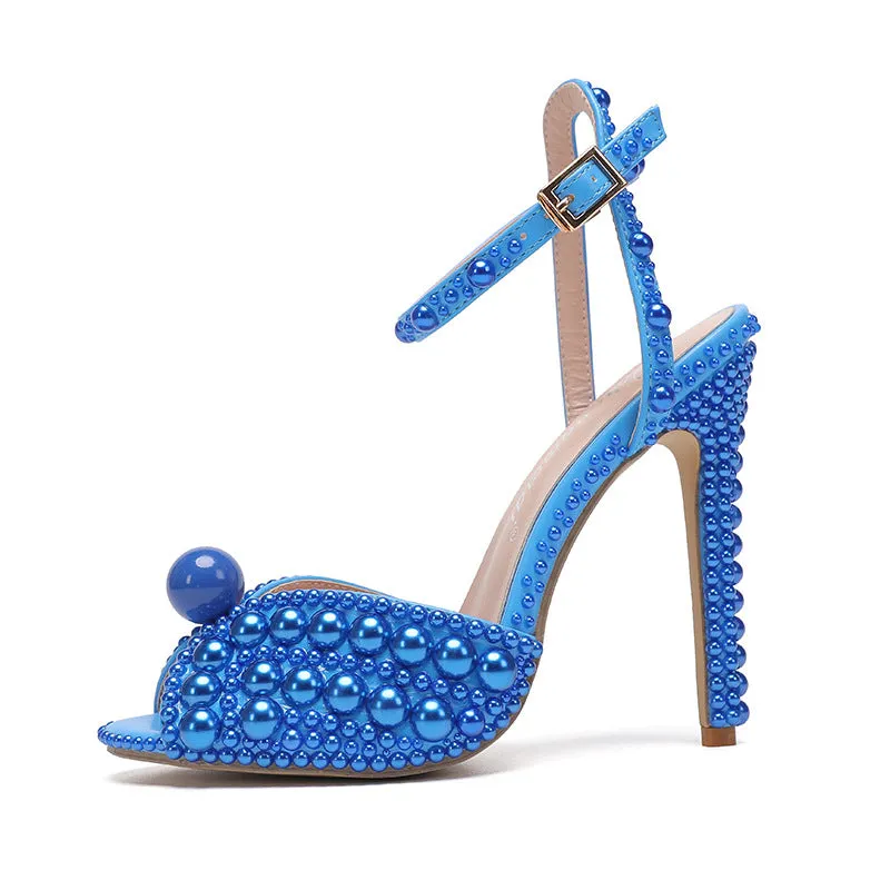 Fish Mouth Fine and Shallow Mouth Water Drill Pearl Women's Shoes