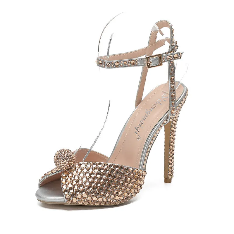 Fish Mouth Fine and Shallow Mouth Water Drill Pearl Women's Shoes