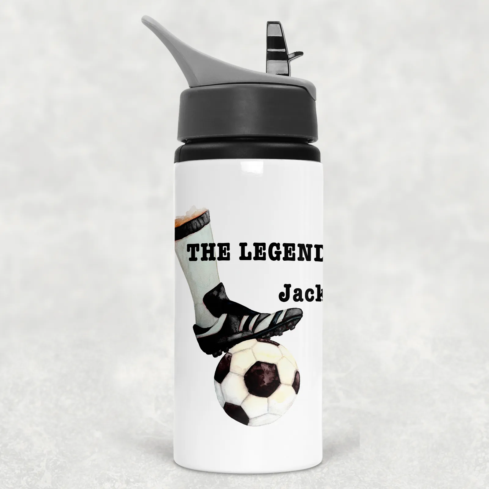 Football Legend Personalised Aluminium Straw Water Bottle 650ml