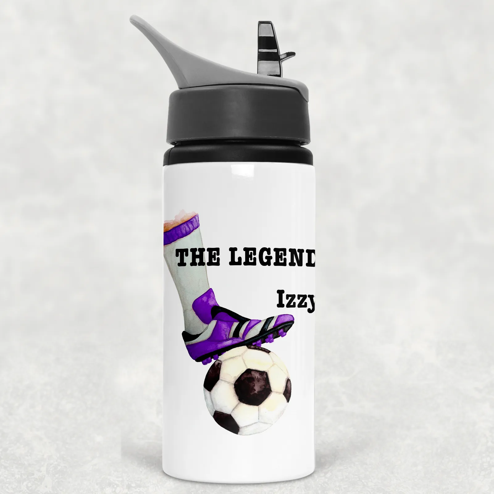 Football Legend Personalised Aluminium Straw Water Bottle 650ml