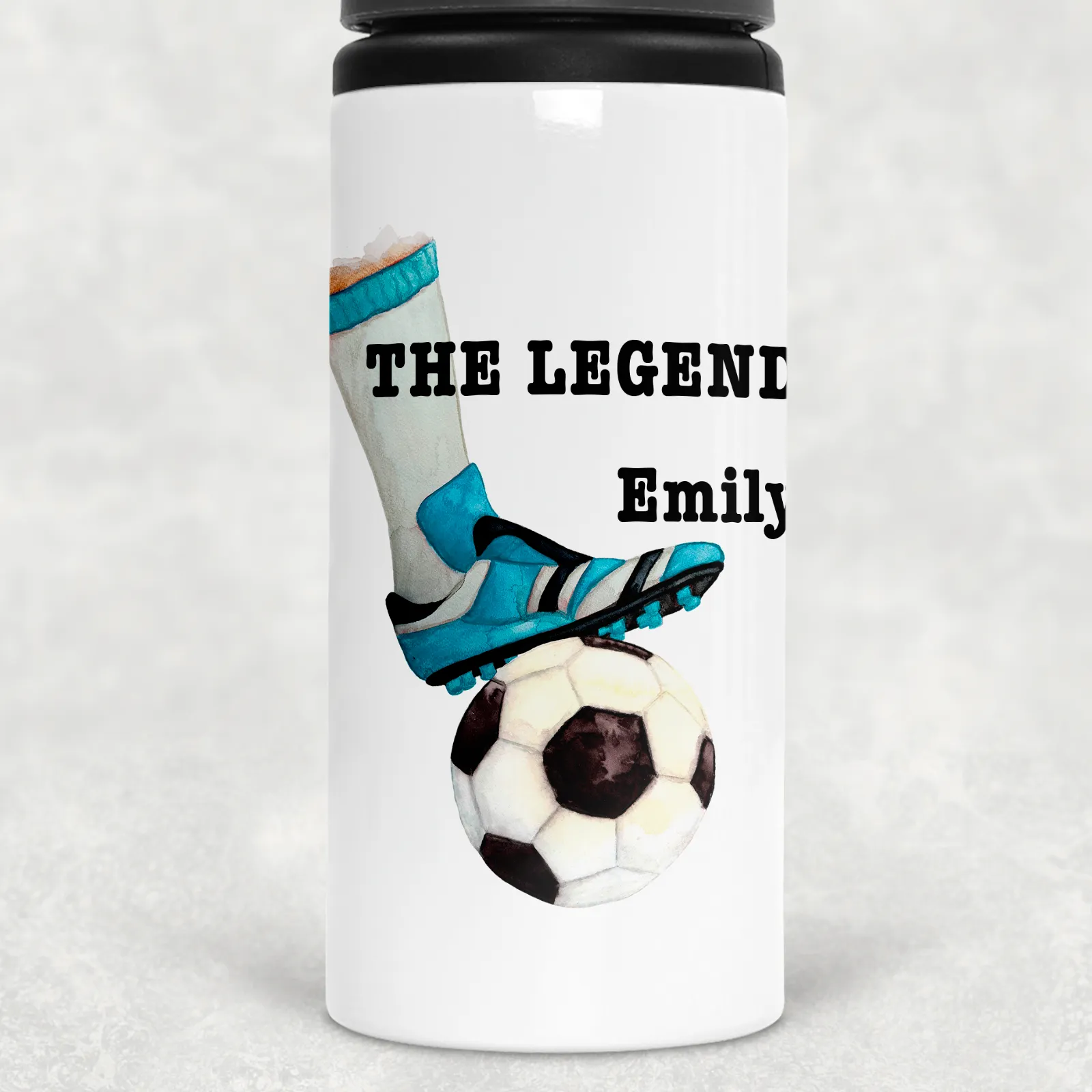 Football Legend Personalised Aluminium Straw Water Bottle 650ml
