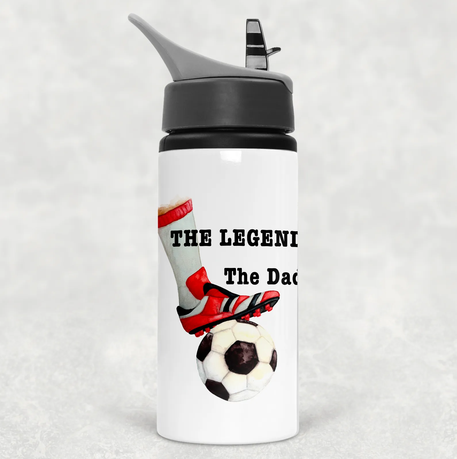 Football Legend Personalised Aluminium Straw Water Bottle 650ml