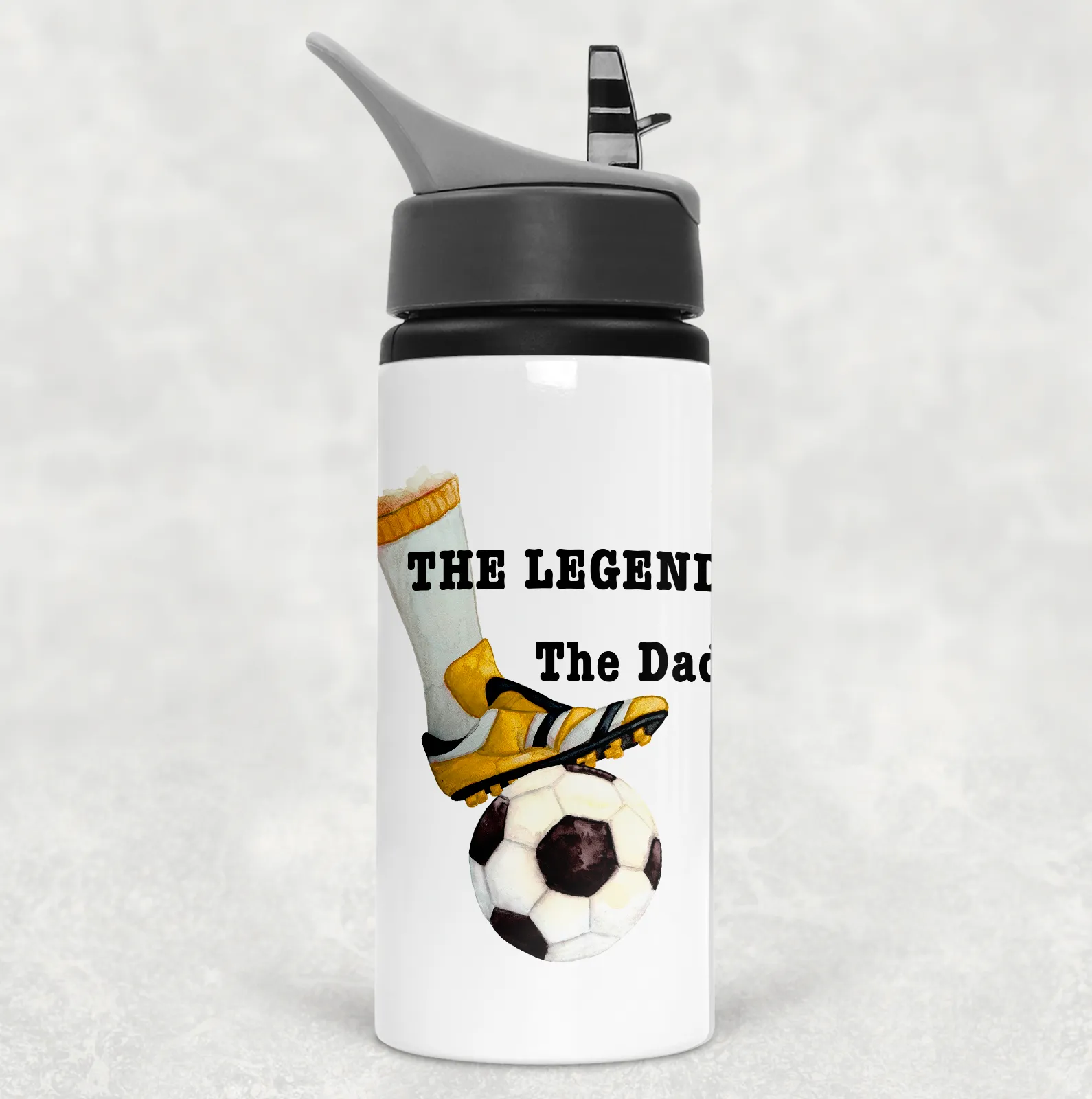 Football Legend Personalised Aluminium Straw Water Bottle 650ml