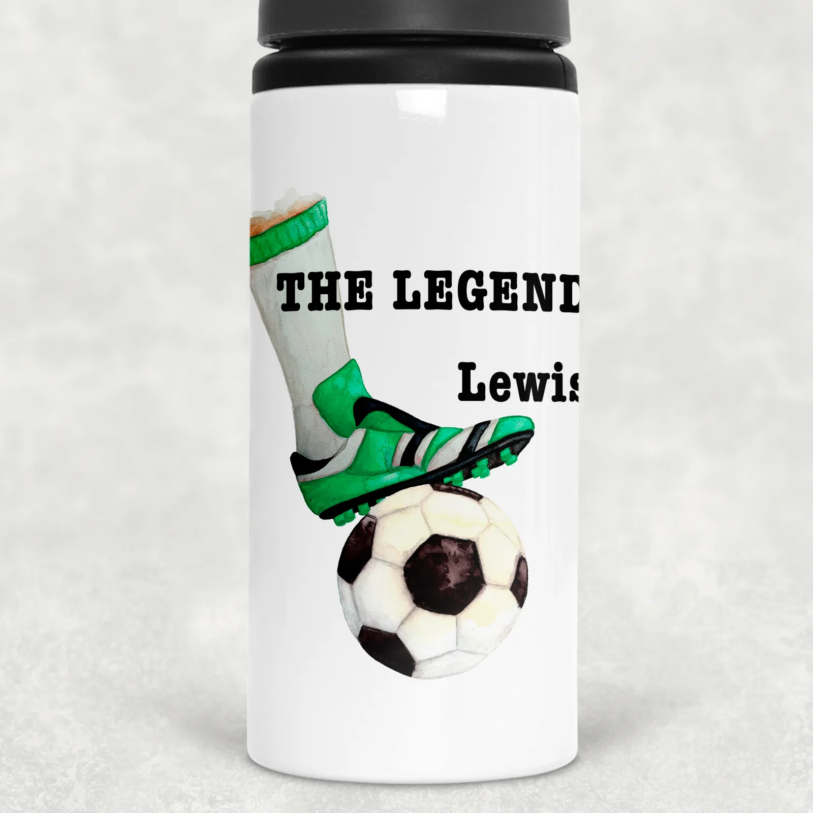 Football Legend Personalised Aluminium Straw Water Bottle 650ml