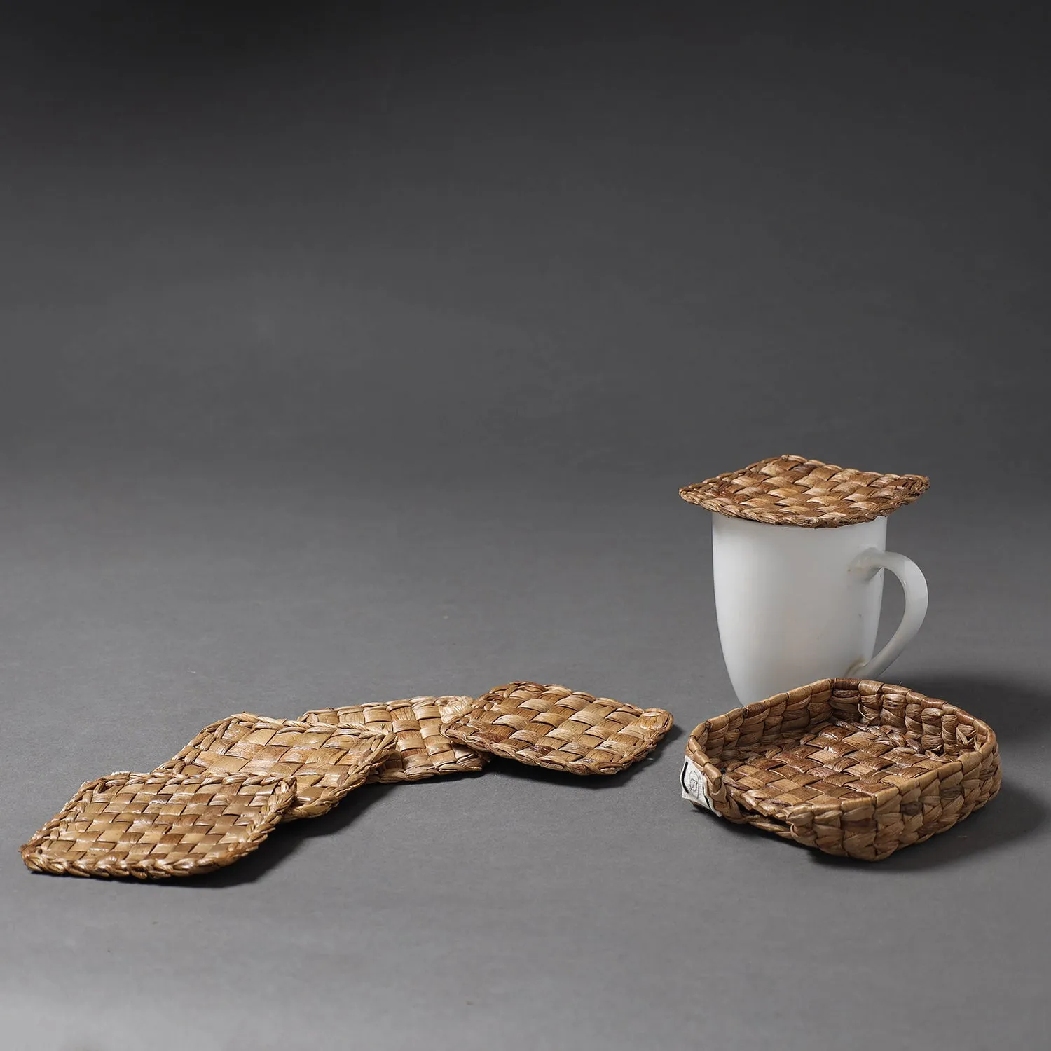 Handcrafted Organic Water Hyacinth Square Coasters (Set of 6)