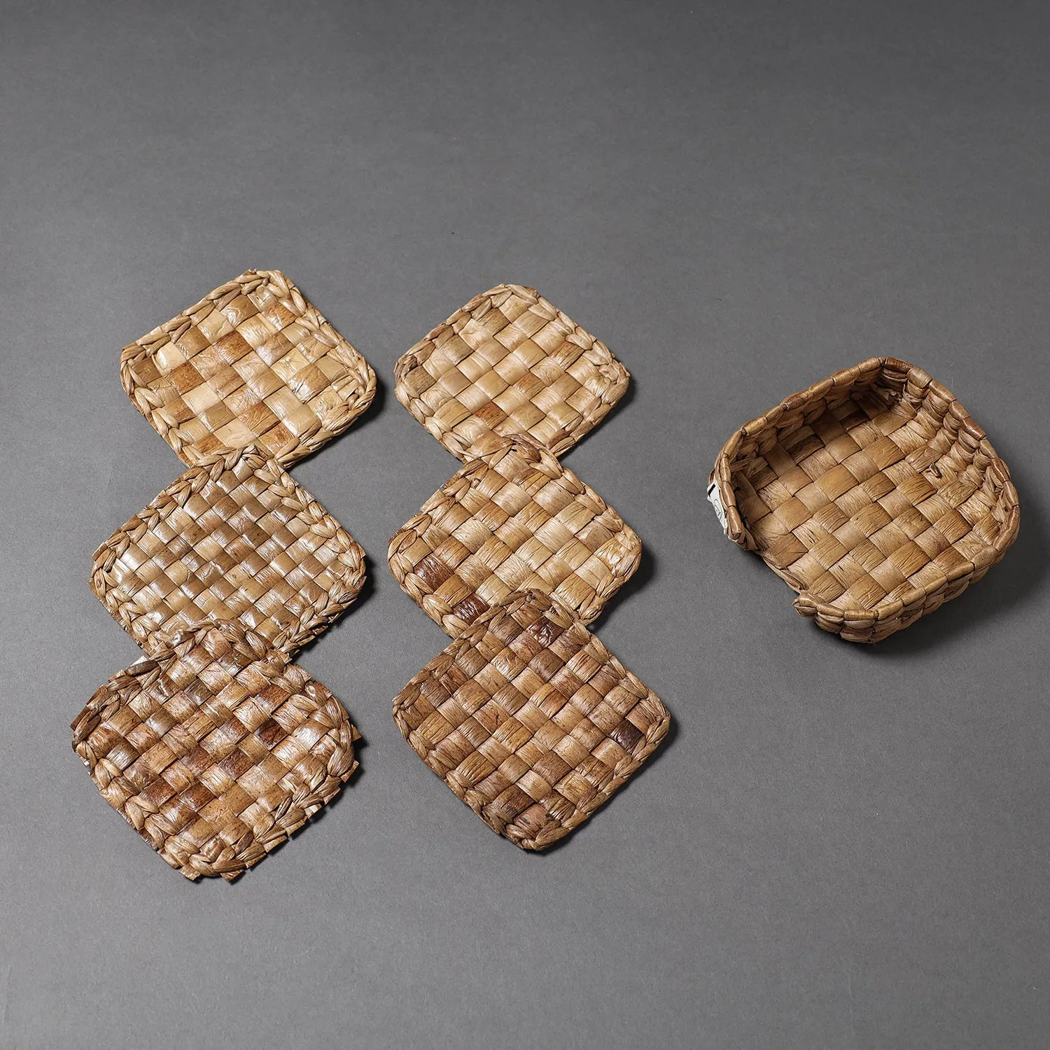 Handcrafted Organic Water Hyacinth Square Coasters (Set of 6)