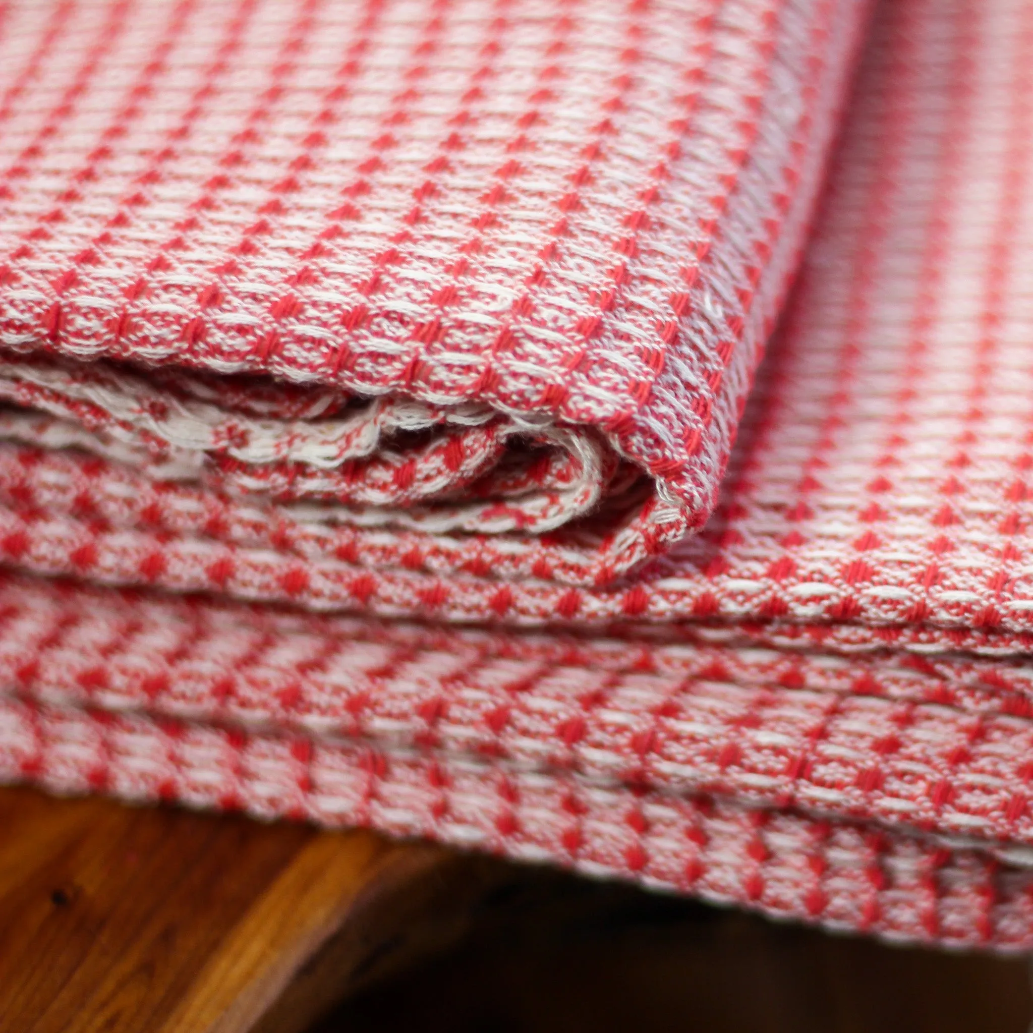 Handwoven Waffle Weave Pure Cotton Towel - Bath Room Decor | Red, 29x62"